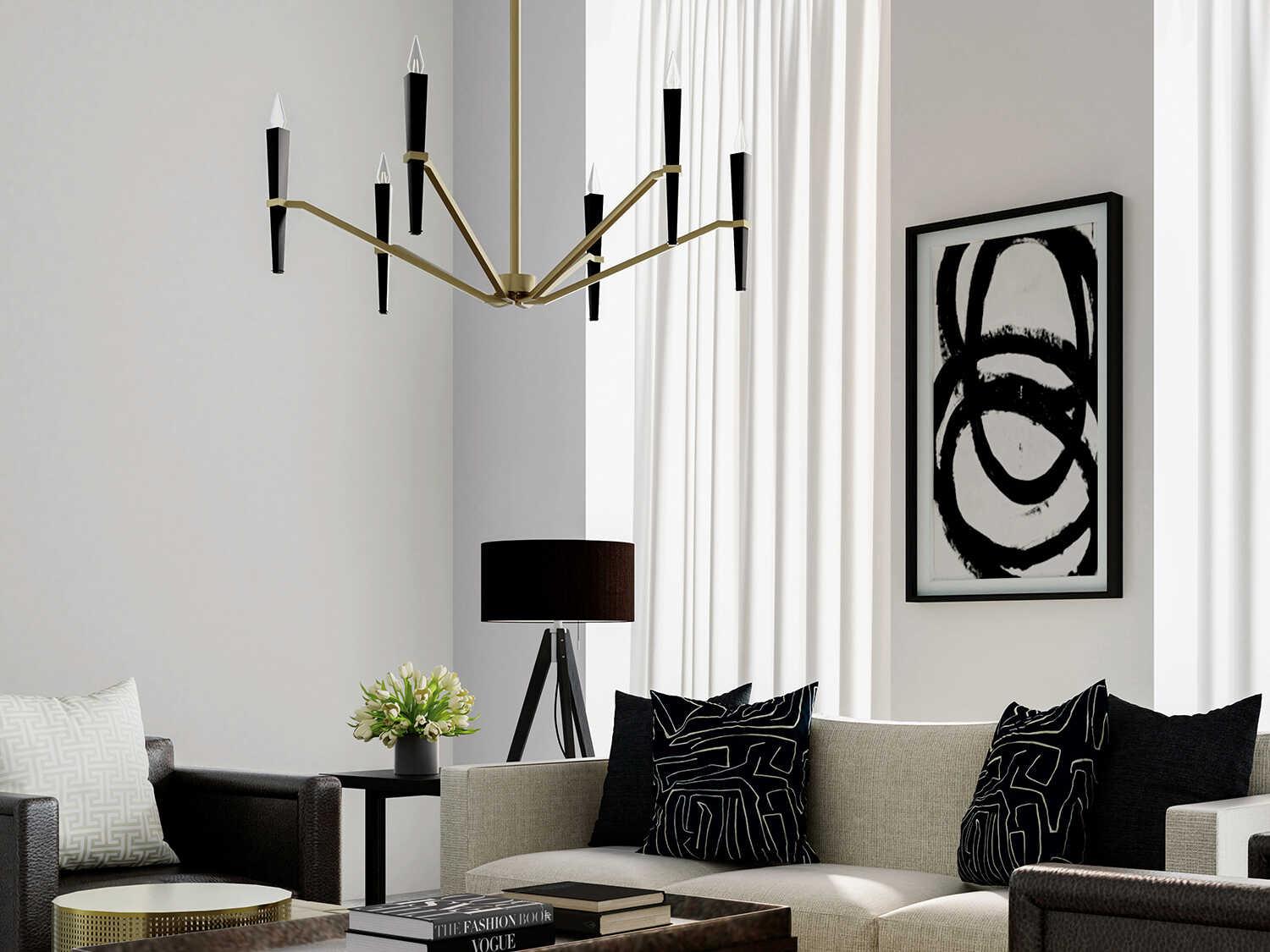Capital Lighting Enzo 6-Light Aged Brass Black Candelabra Chandelier