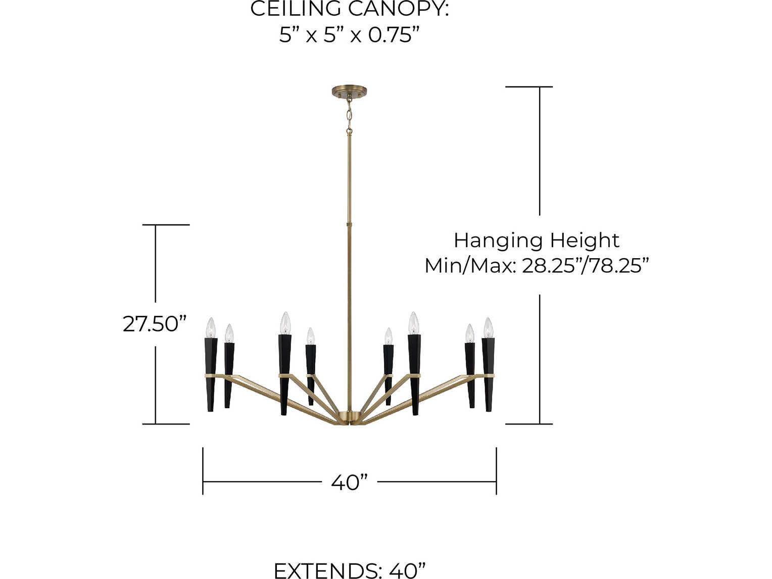 Capital Lighting Enzo 8-Light Aged Brass Black Candelabra Chandelier