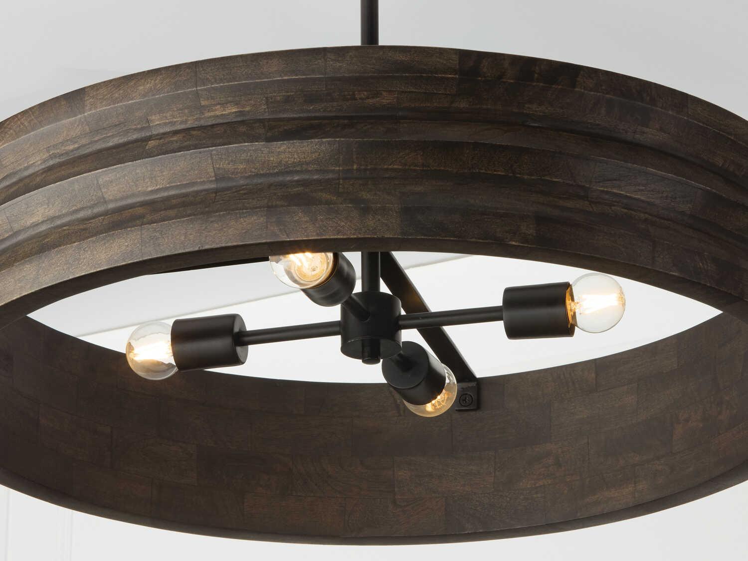 Capital Lighting Dunn 4-Light Espresso Stain Black Drum Chandelier