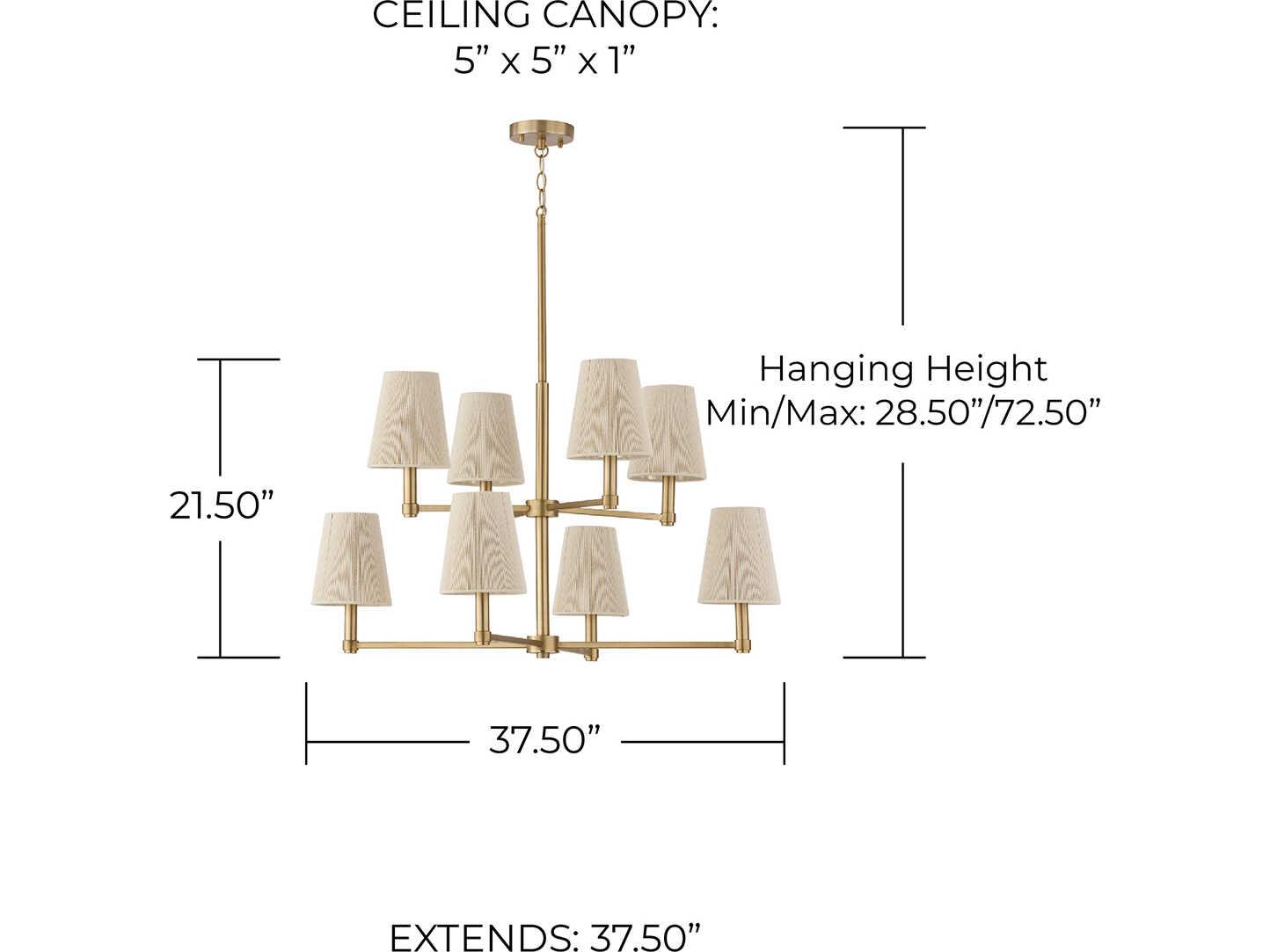 Capital Lighting Mira 8-Light Matte Brass Candelabra Tiered Chandelier