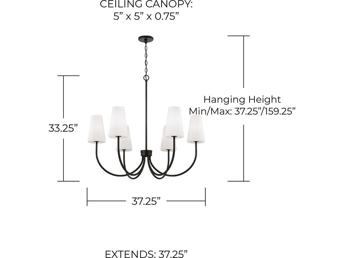 Capital Lighting Averitt 6-Light Matte Black Candelabra Chandelier