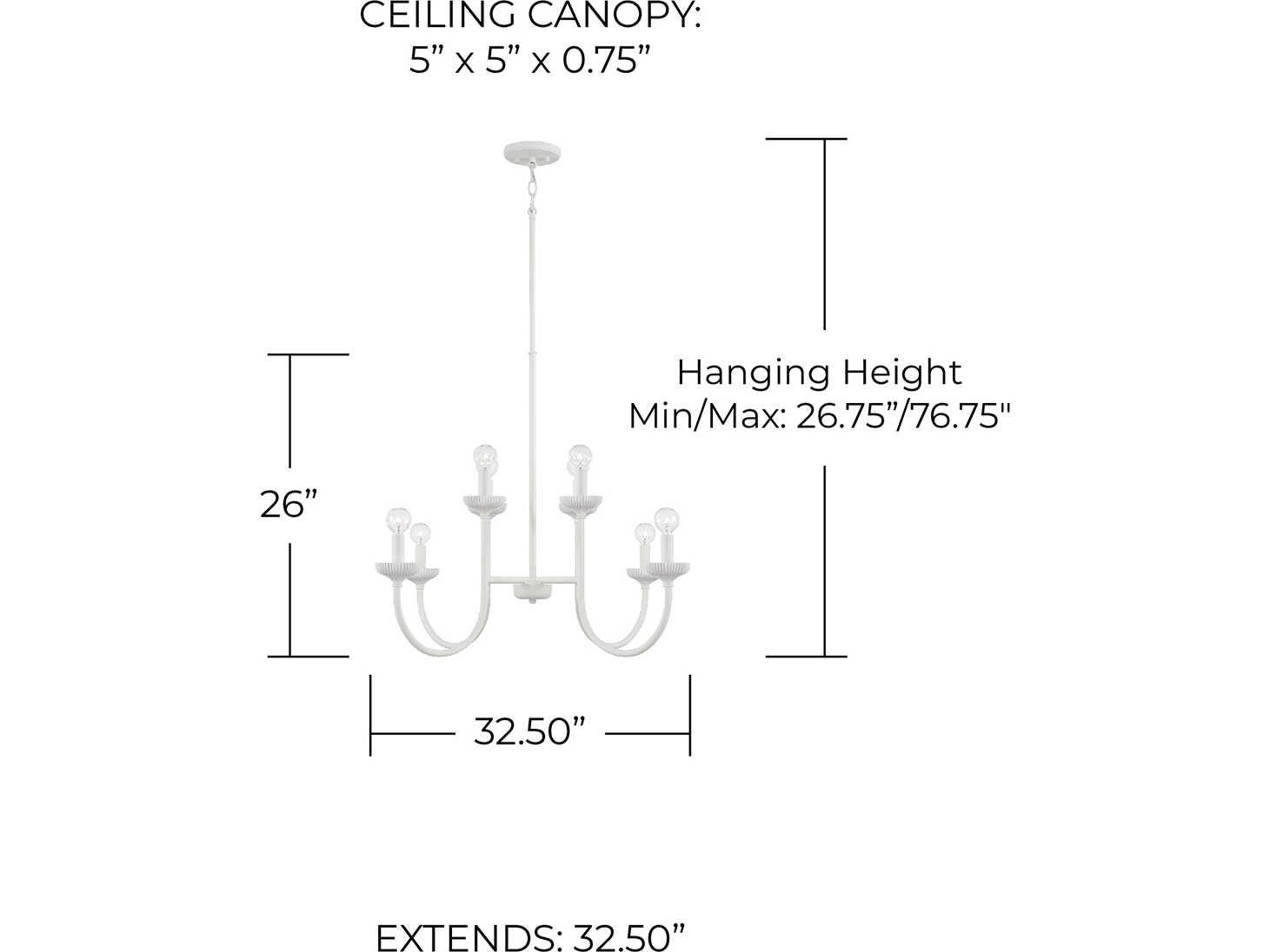 Capital Lighting Mallory 8-Light Ceramic White Candelabra Chandelier