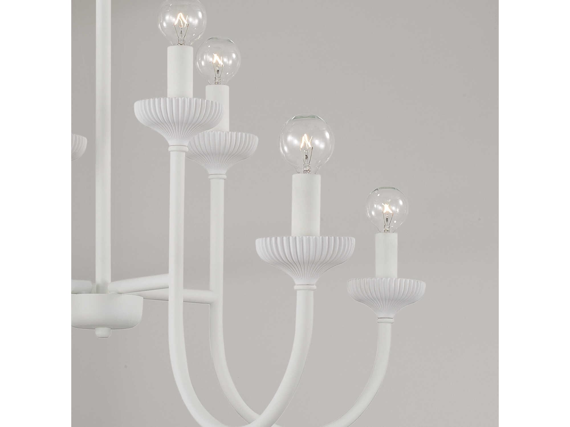 Capital Lighting Mallory 8-Light Ceramic White Candelabra Chandelier