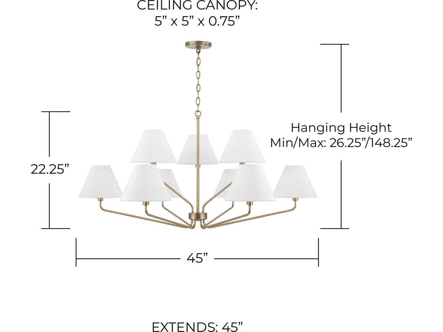 Capital Lighting Chadwick 9-Light Aged Brass Chandelier