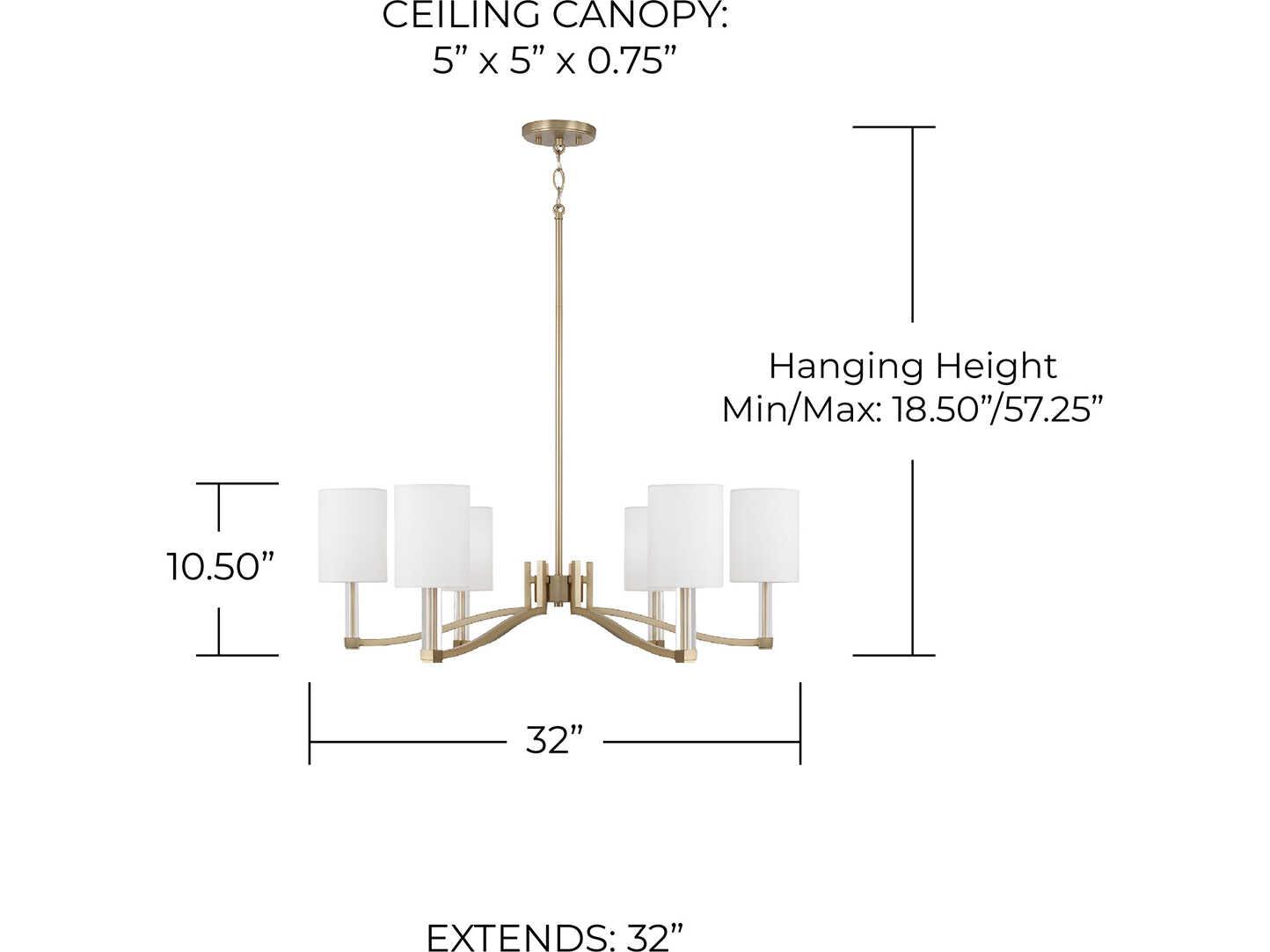 Capital Lighting Ingrid 6-Light Matte Brass Candelabra Cylinder Chandelier