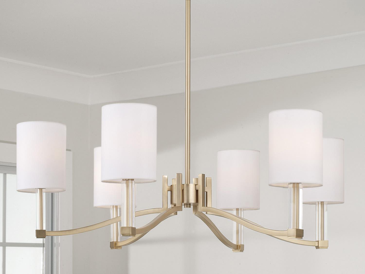 Capital Lighting Ingrid 6-Light Matte Brass Candelabra Cylinder Chandelier