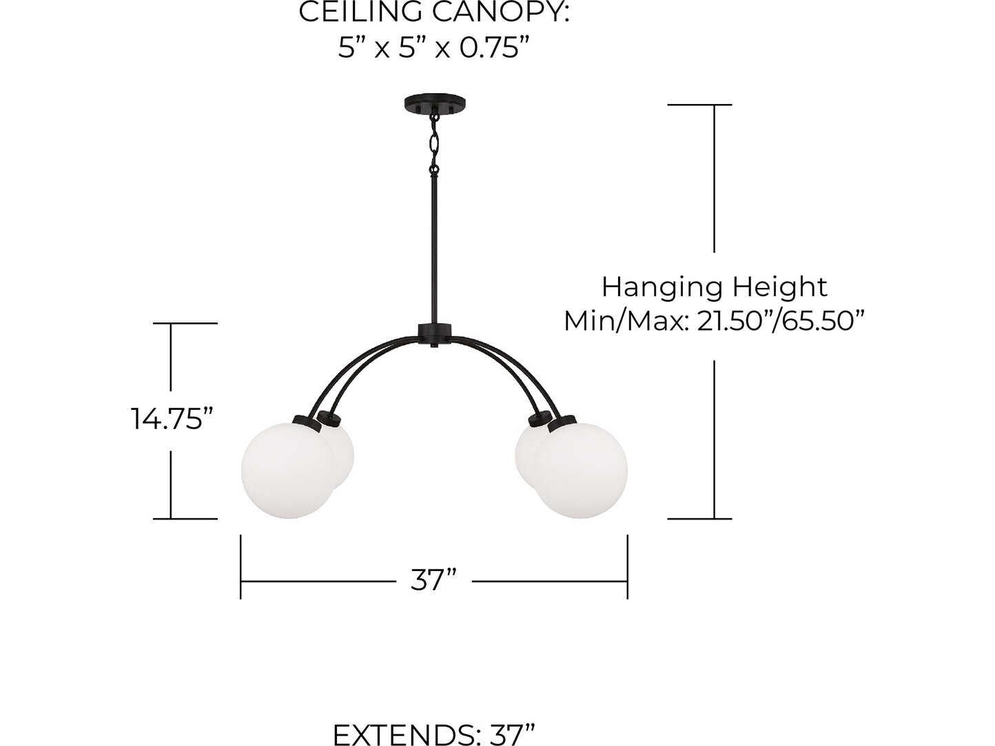 Capital Lighting Amos 4-Light Black Iron Globe Chandelier