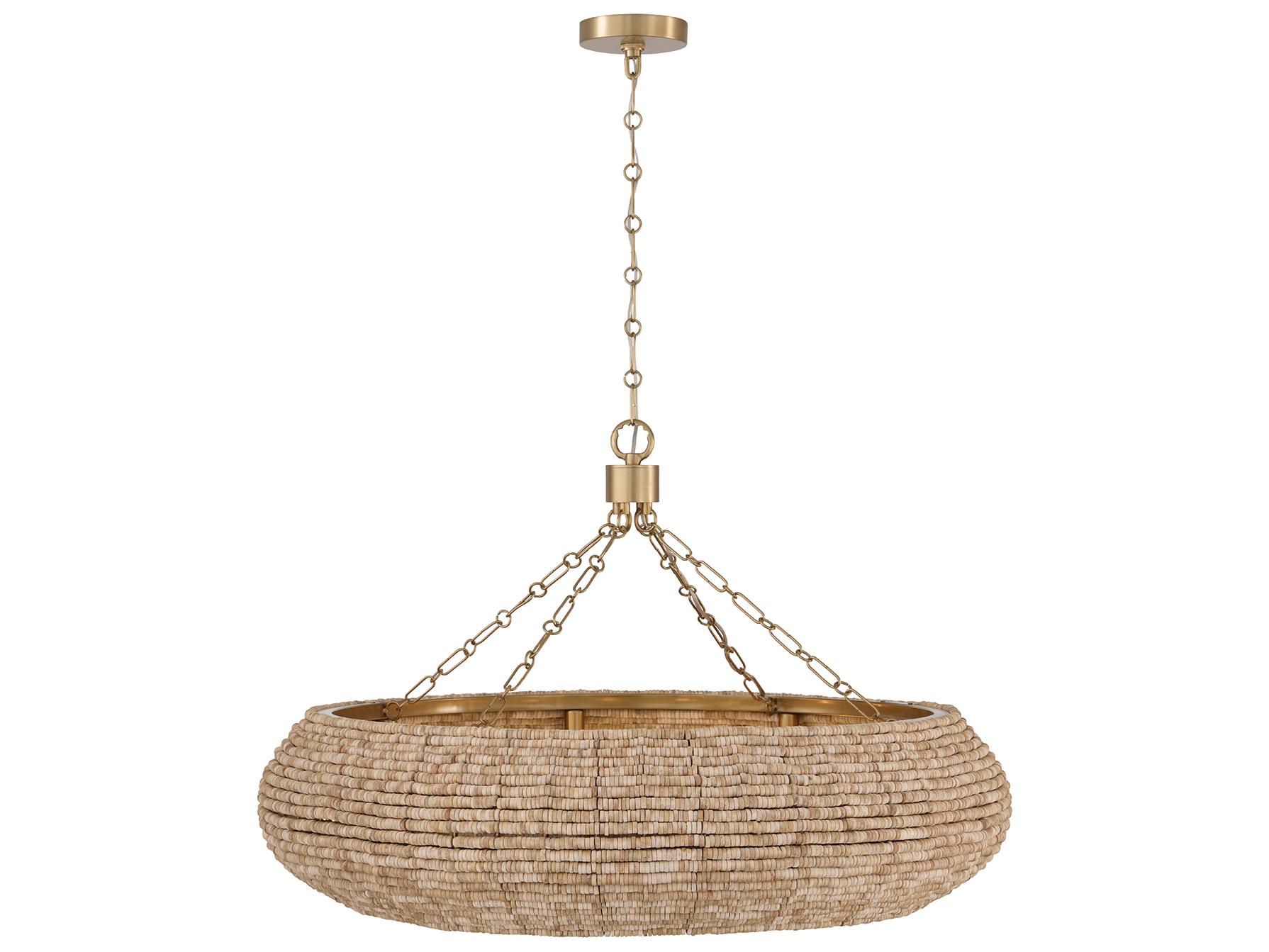 Capital Lighting Morada 8-light Light Fawn And Matte Brass Drum Round Pendant