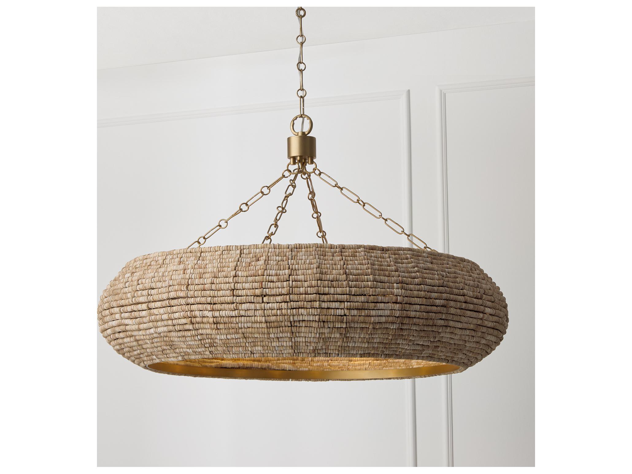 Capital Lighting Morada 8-light Light Fawn And Matte Brass Drum Round Pendant