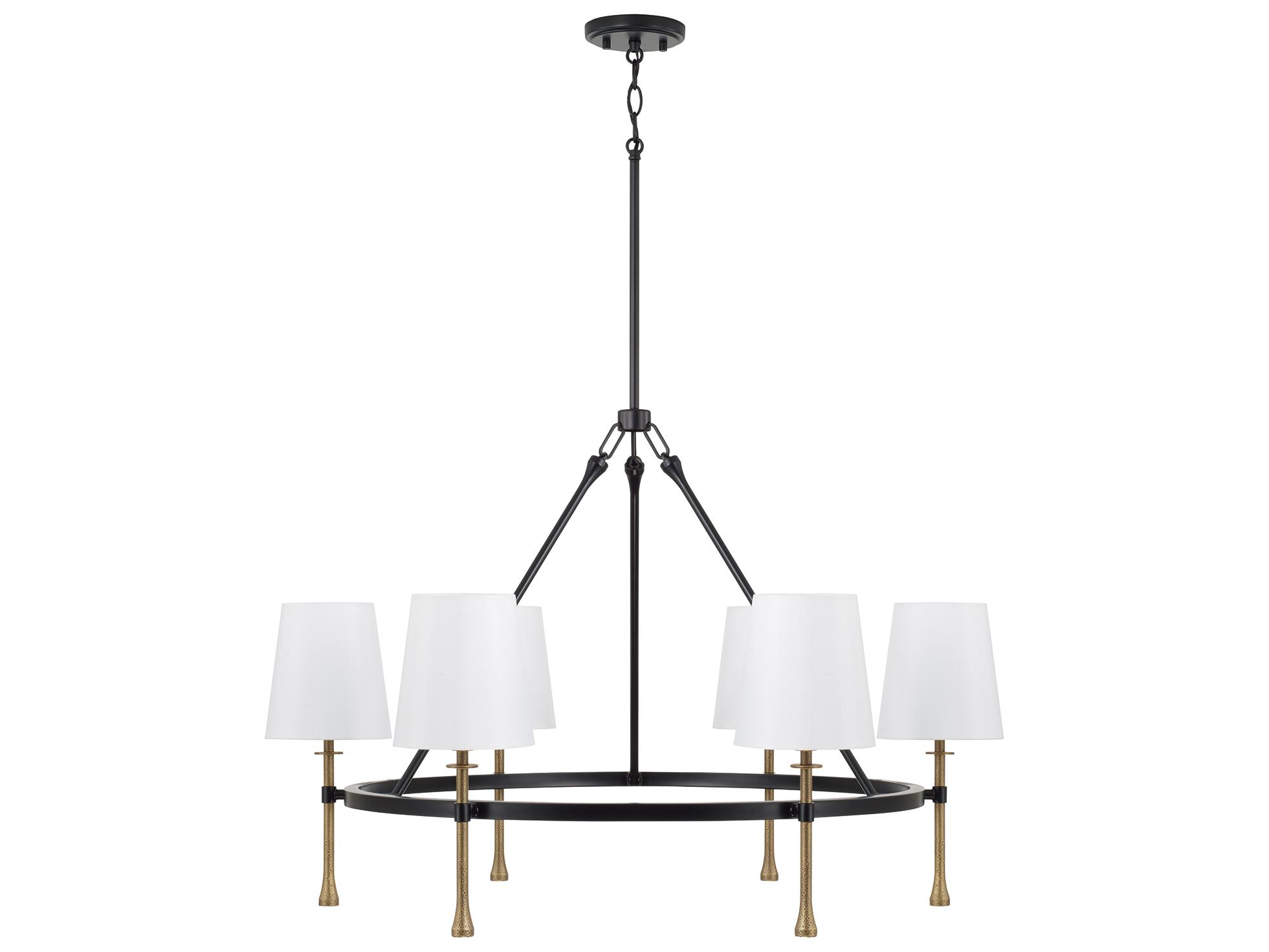 Capital Lighting Hollis 6-light Matte Black With Hammered Gold Candelabra Chandelier
