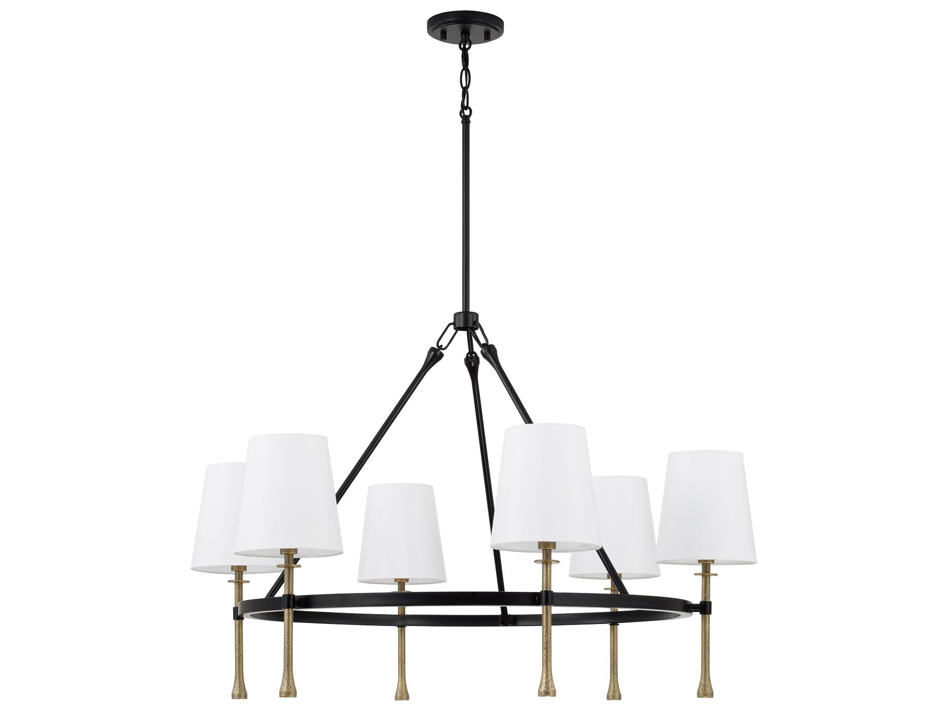 Capital Lighting Hollis 6-light Matte Black With Hammered Gold Candelabra Chandelier