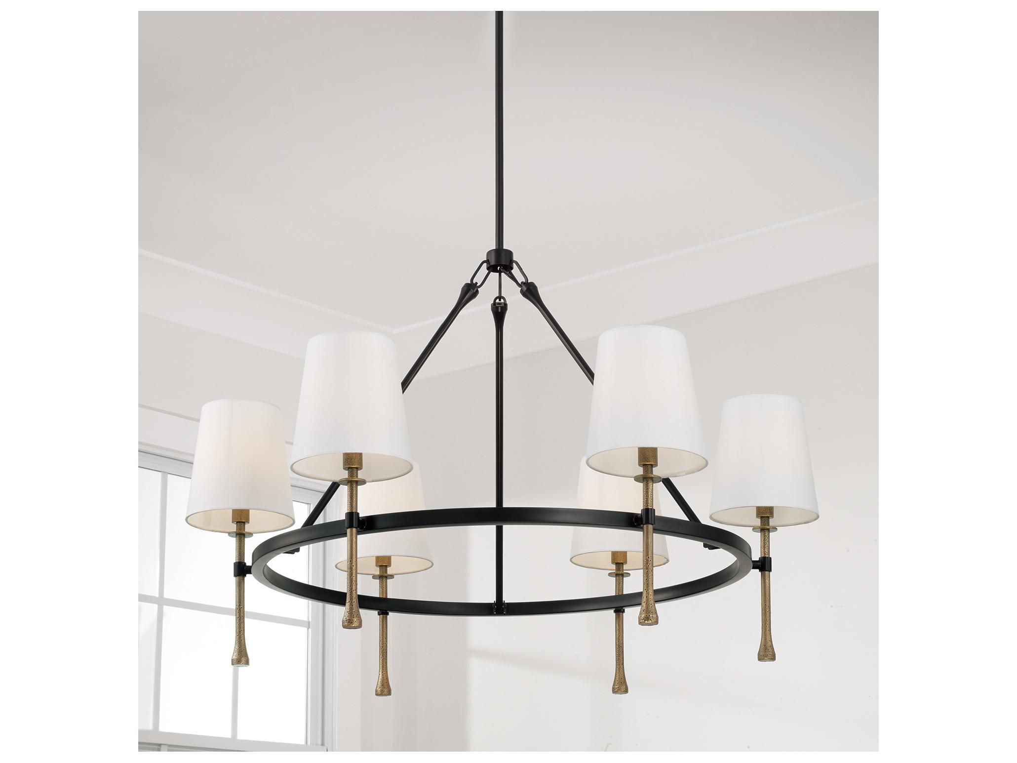 Capital Lighting Hollis 6-light Matte Black With Hammered Gold Candelabra Chandelier