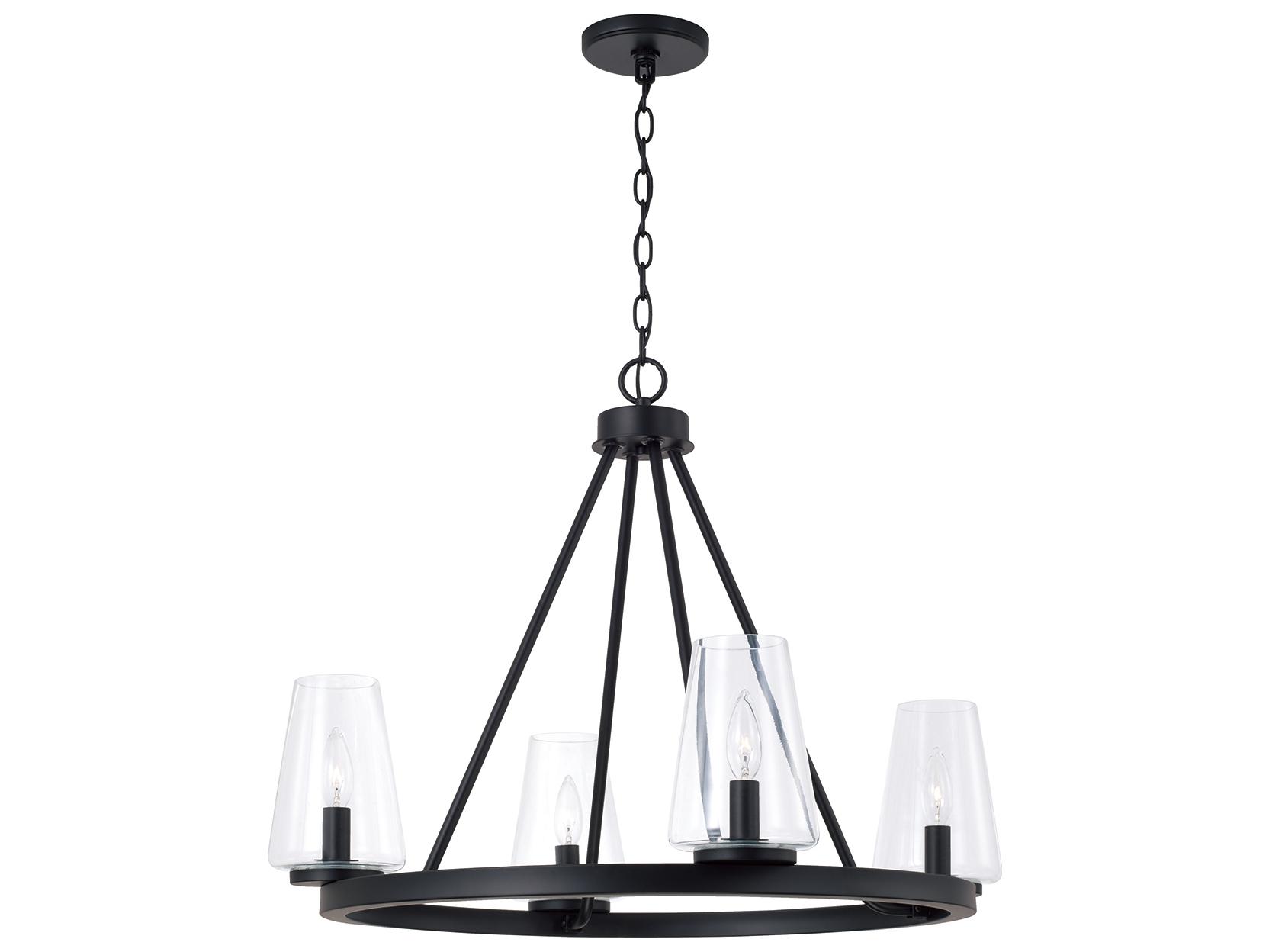 Capital Lighting Aaron 4-light Matte Black Candelabra Round Chandelier