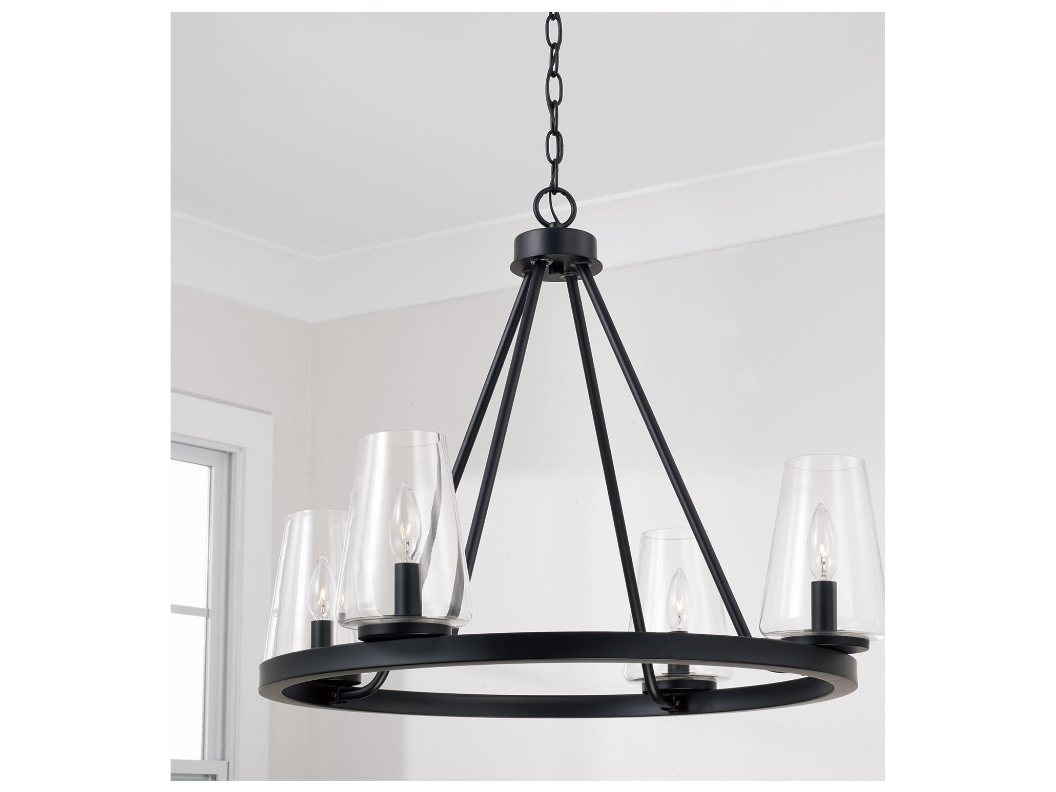 Capital Lighting Aaron 4-light Matte Black Candelabra Round Chandelier