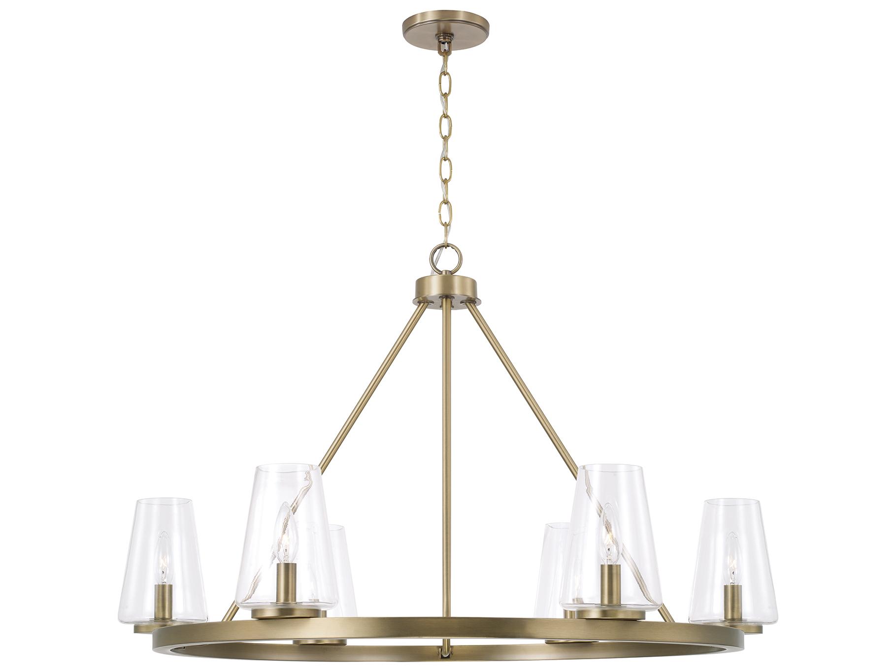 Capital Lighting Aaron 6-light Aged Brass Glass Candelabra Round Chandelier