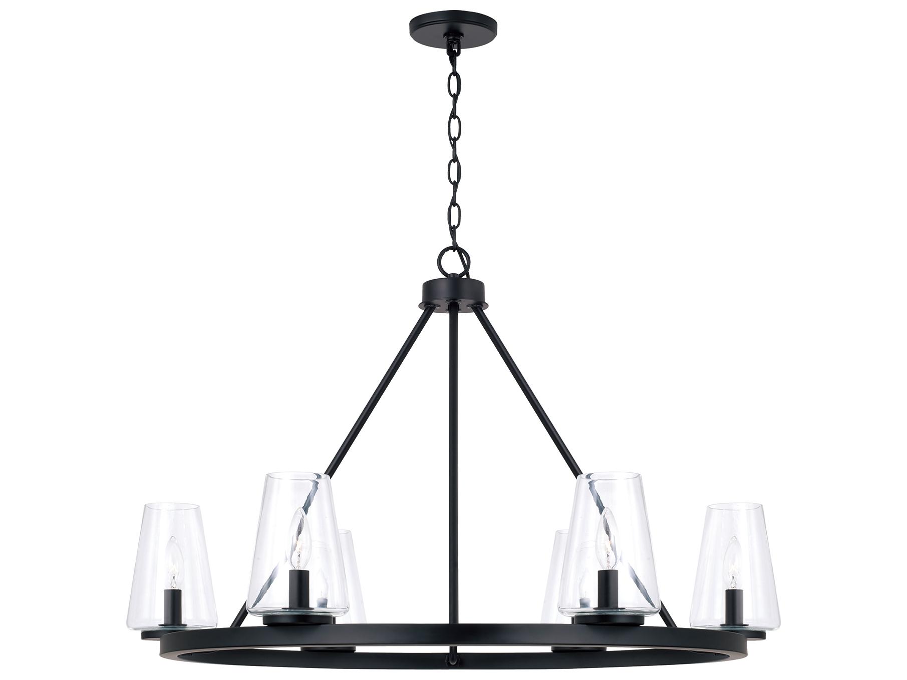 Capital Lighting Aaron 6-light Matte Black Candelabra Round Chandelier