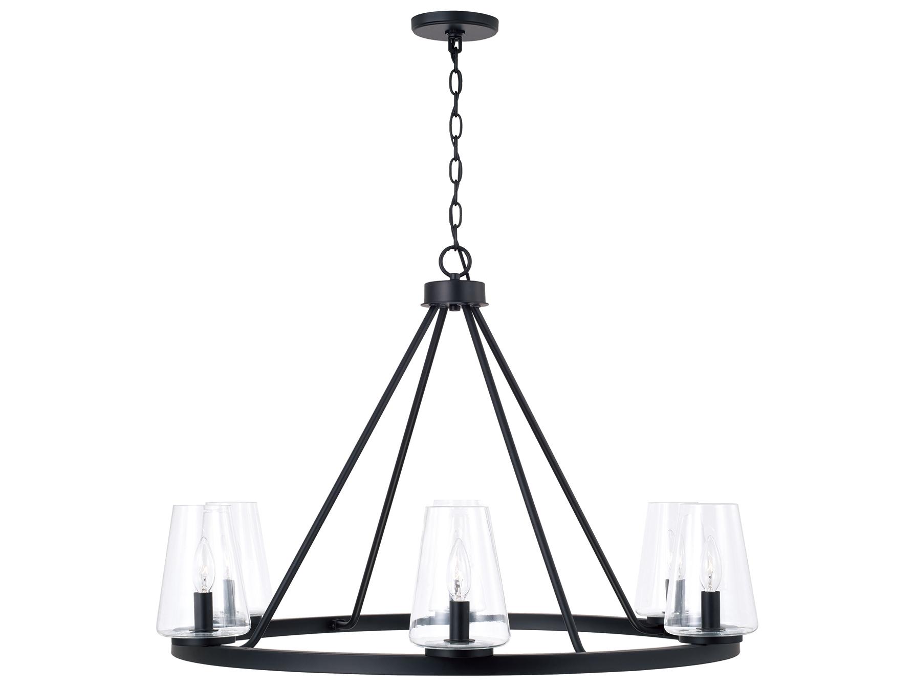 Capital Lighting Aaron 6-light Matte Black Candelabra Round Chandelier