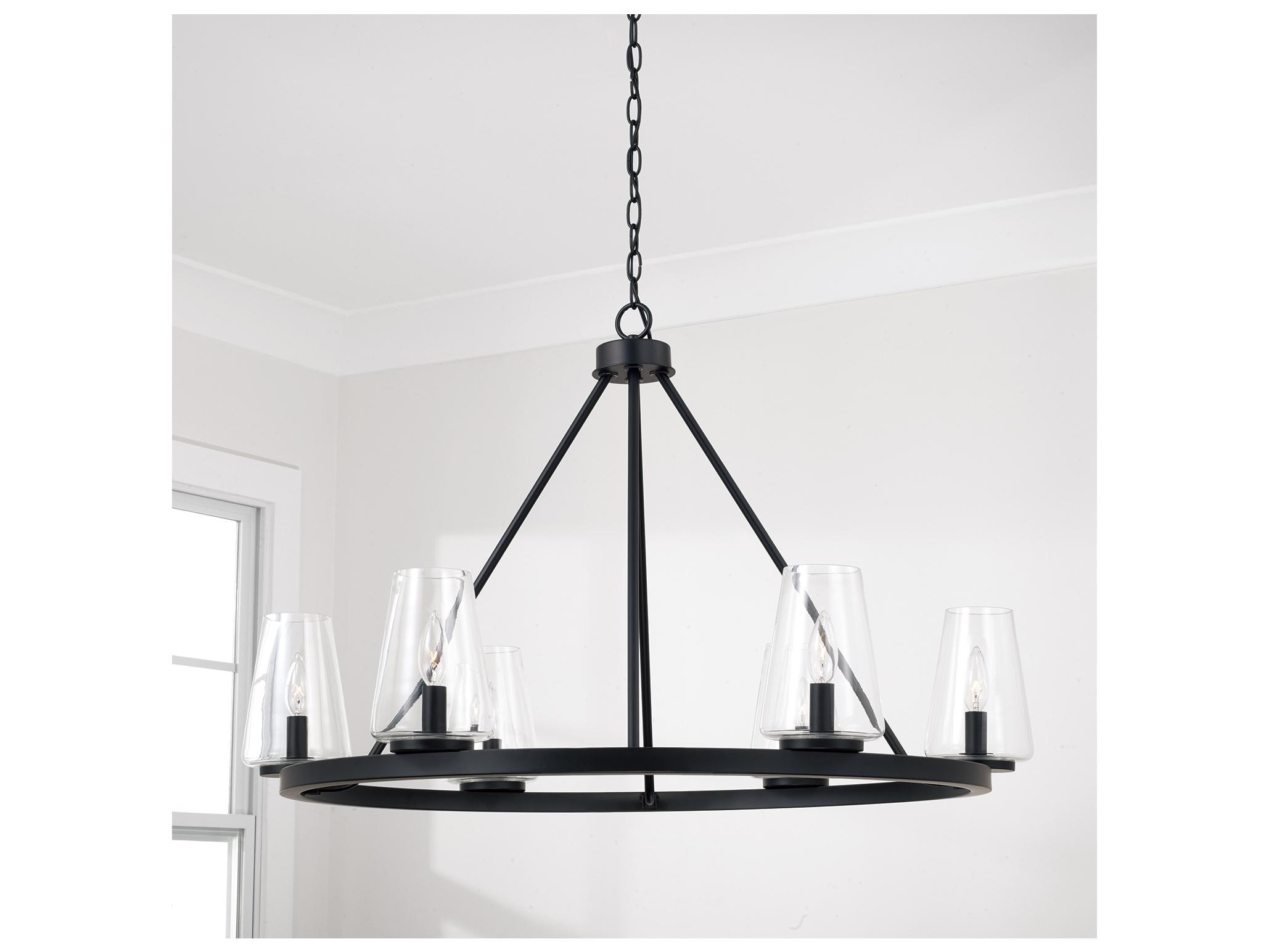 Capital Lighting Aaron 6-light Matte Black Candelabra Round Chandelier