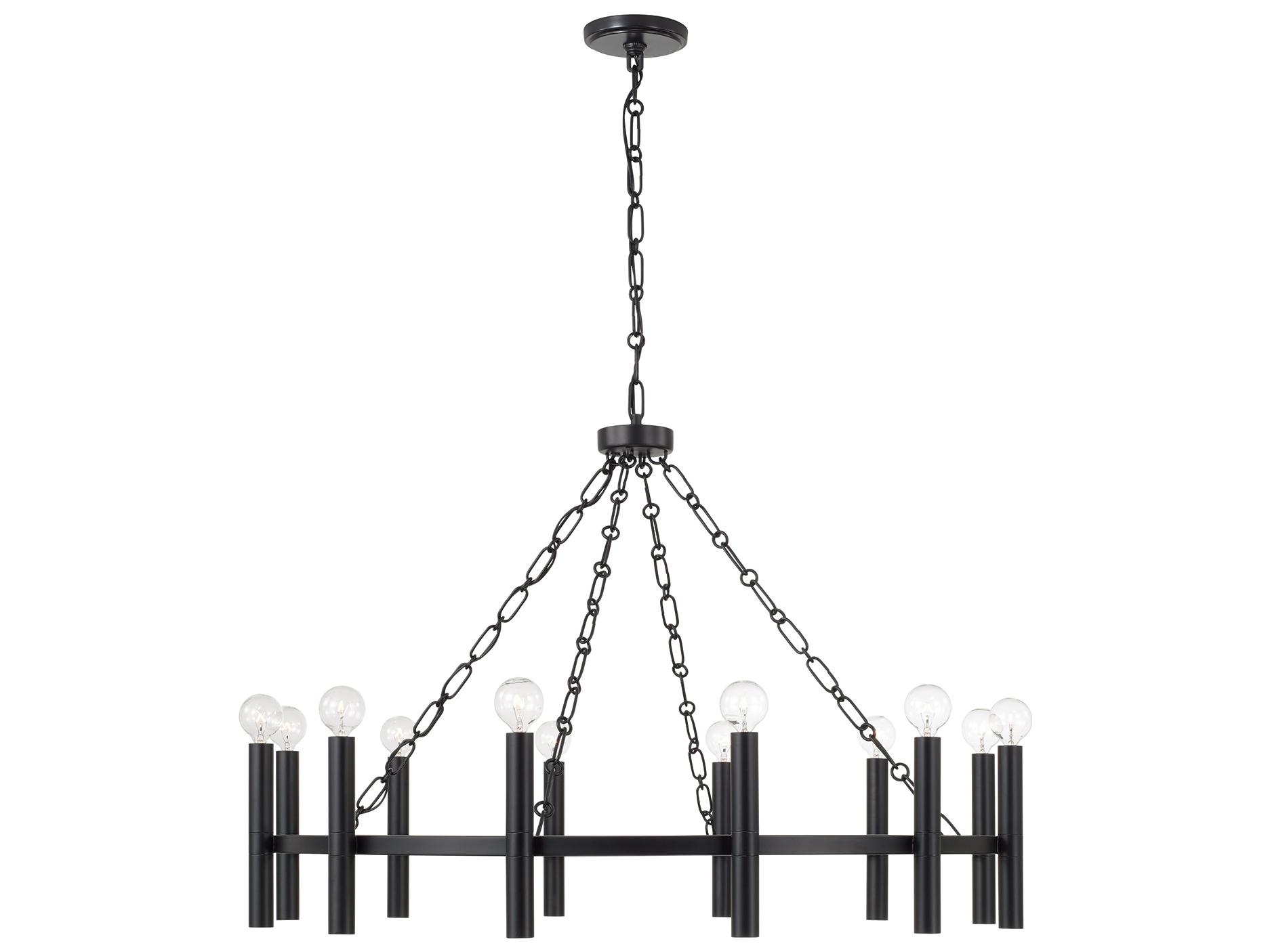 Capital Lighting Winton 12-light Matte Black Candelabra Round Chandelier