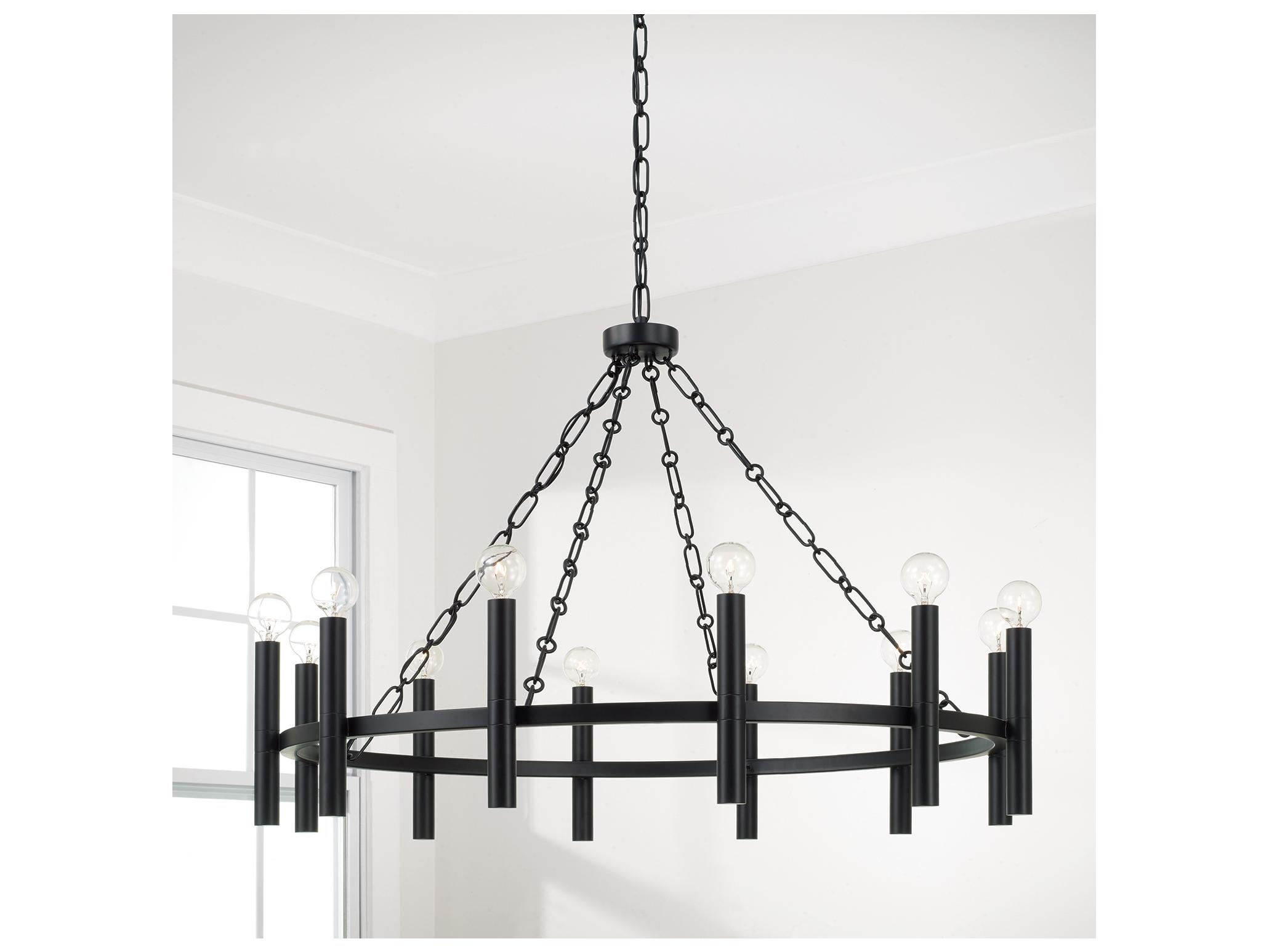 Capital Lighting Winton 12-light Matte Black Candelabra Round Chandelier
