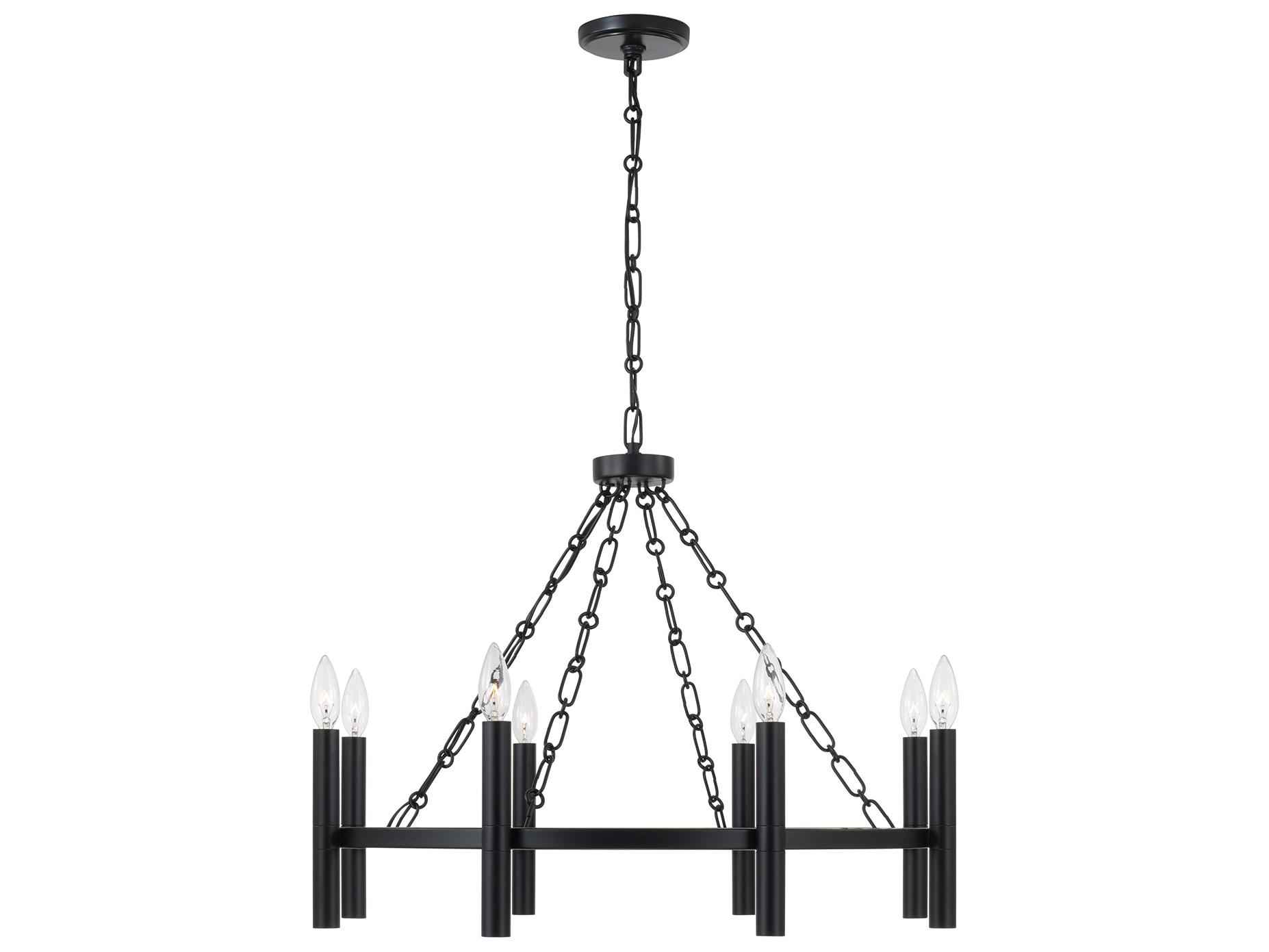 Capital Lighting Winton 8-light Matte Black Candelabra Round Chandelier