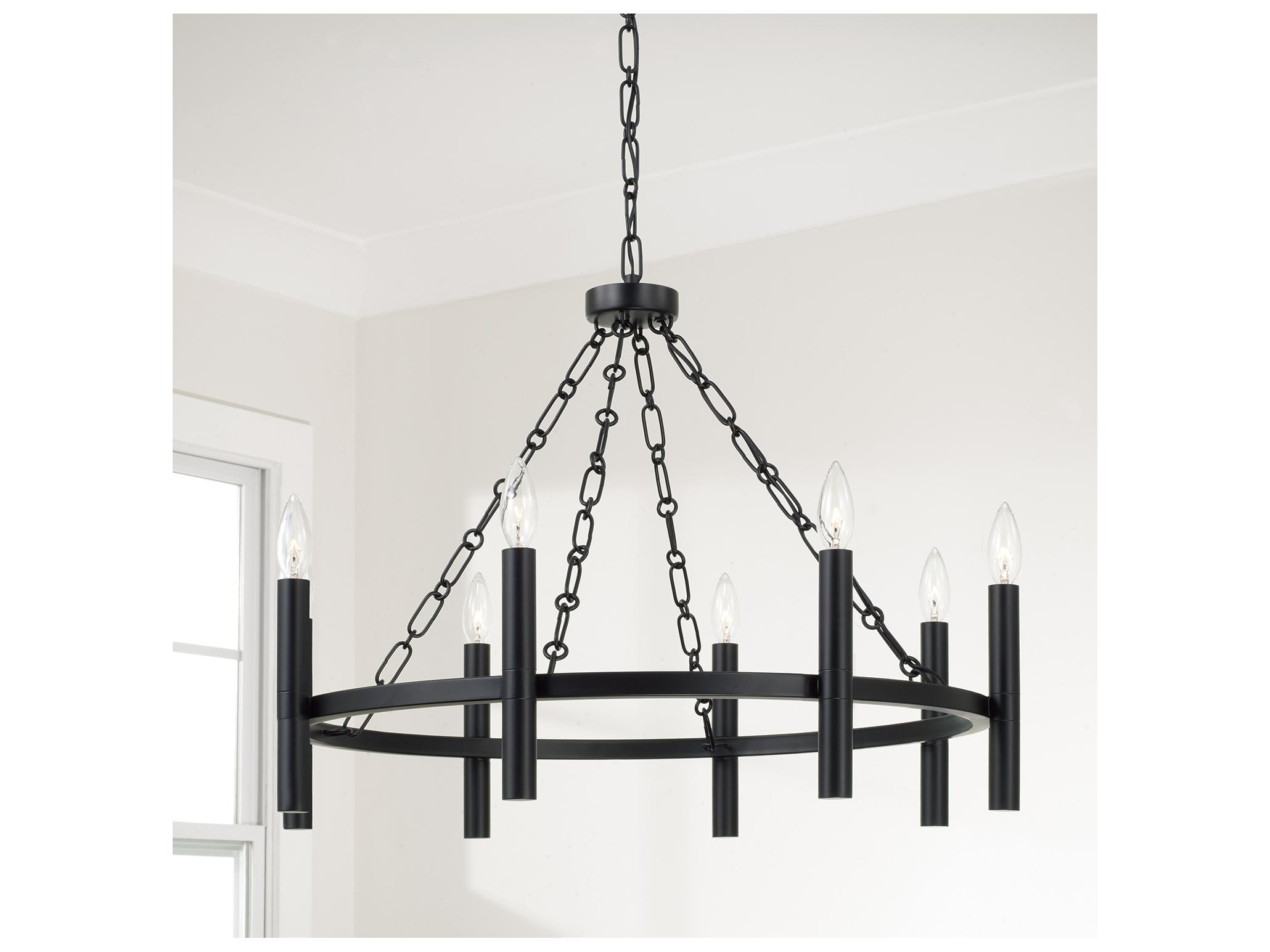 Capital Lighting Winton 8-light Matte Black Candelabra Round Chandelier