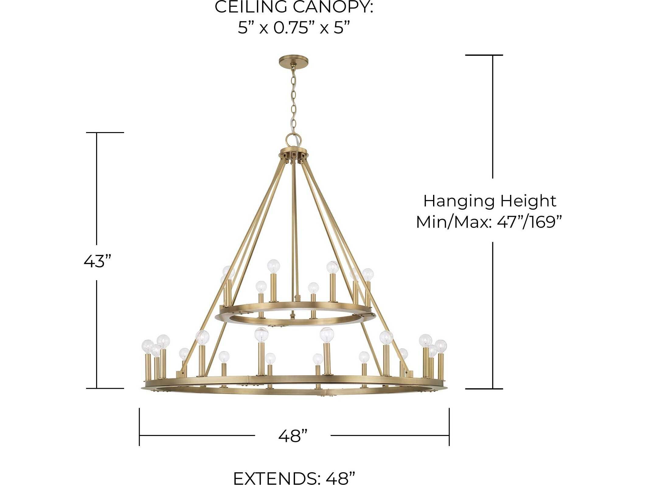 Capital Lighting Pearson 24-Light Aged Brass Candelabra Round Tiered Chandelier