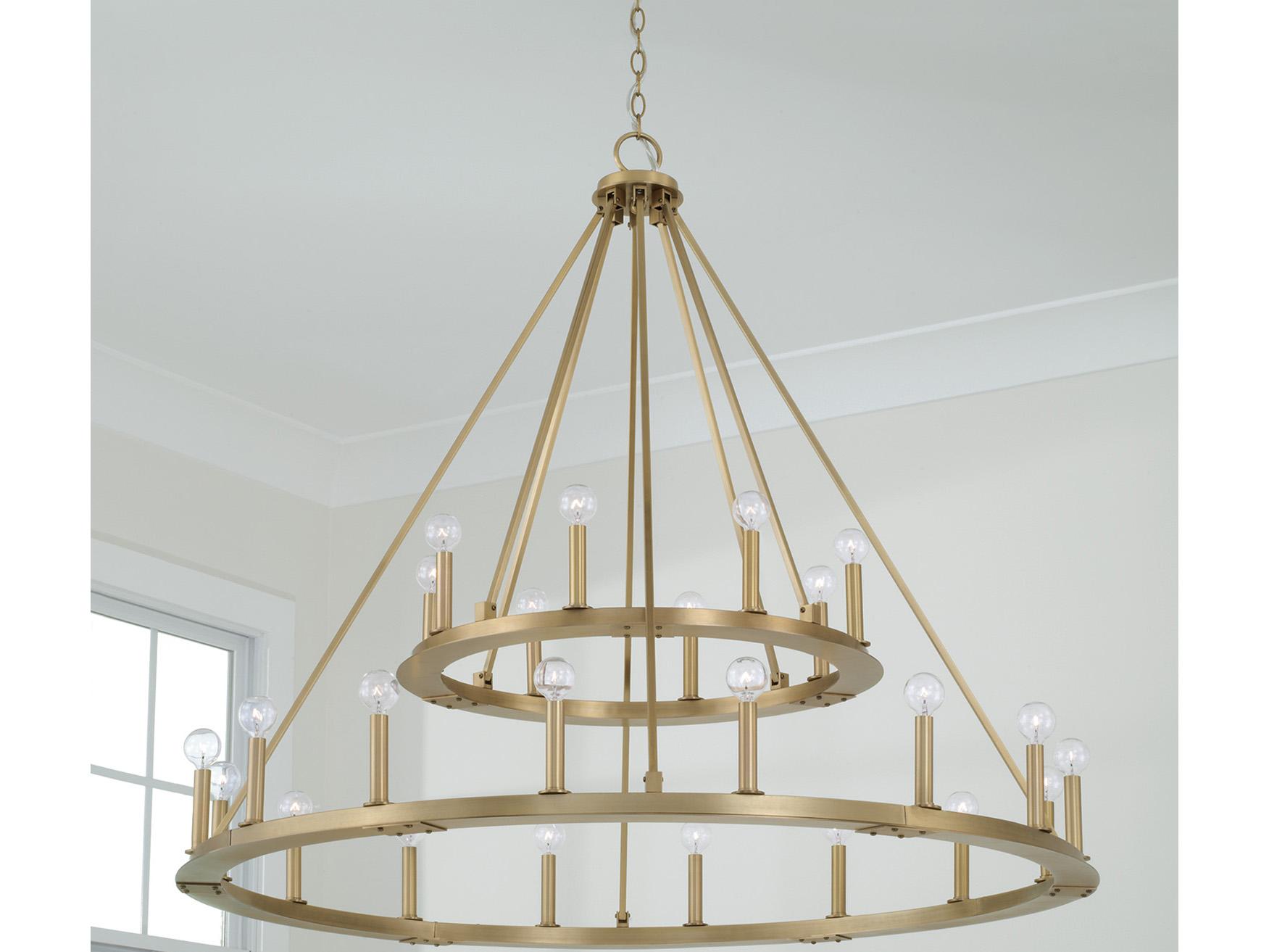 Capital Lighting Pearson 24-Light Aged Brass Candelabra Round Tiered Chandelier