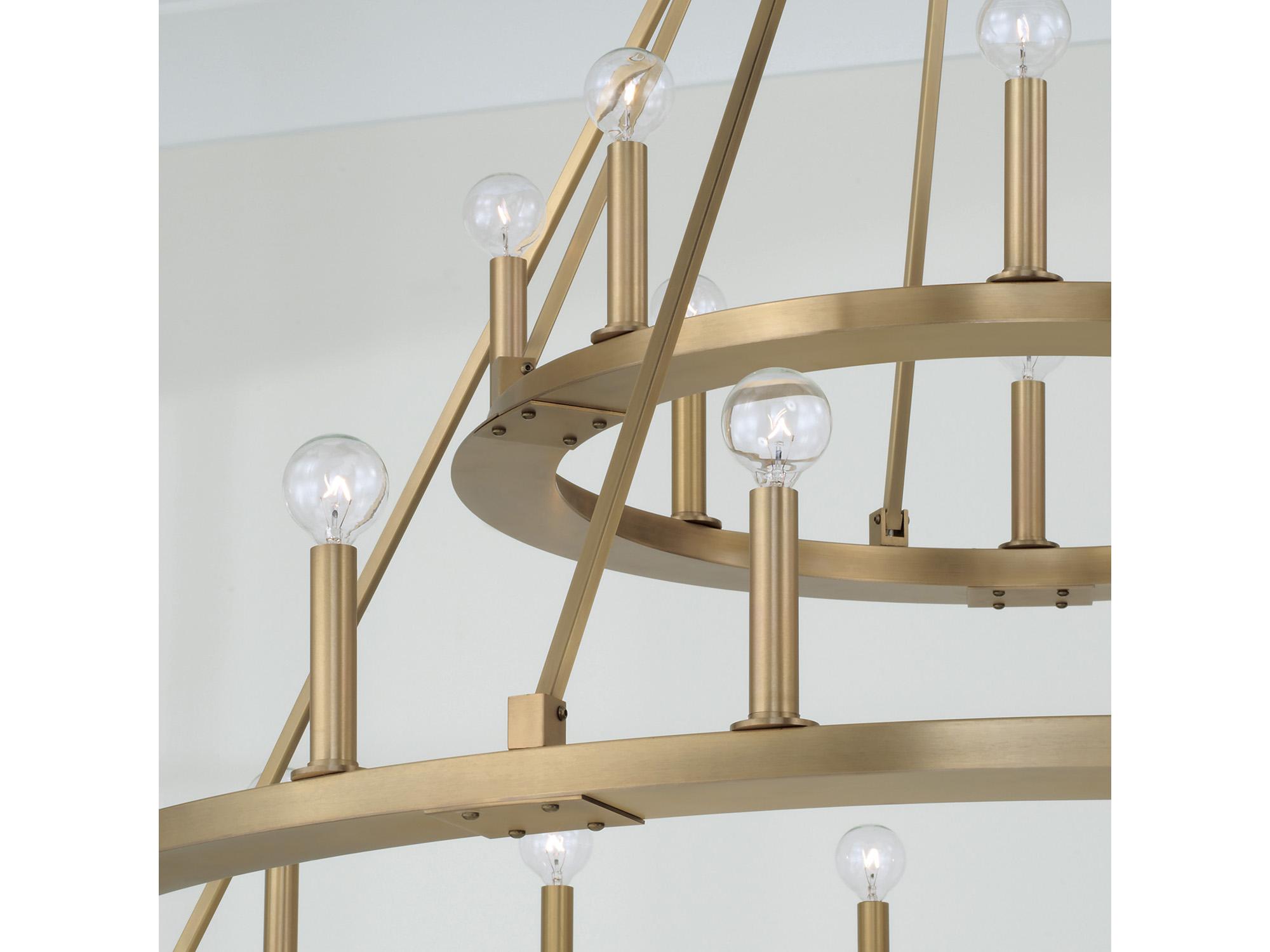 Capital Lighting Pearson 24-Light Aged Brass Candelabra Round Tiered Chandelier