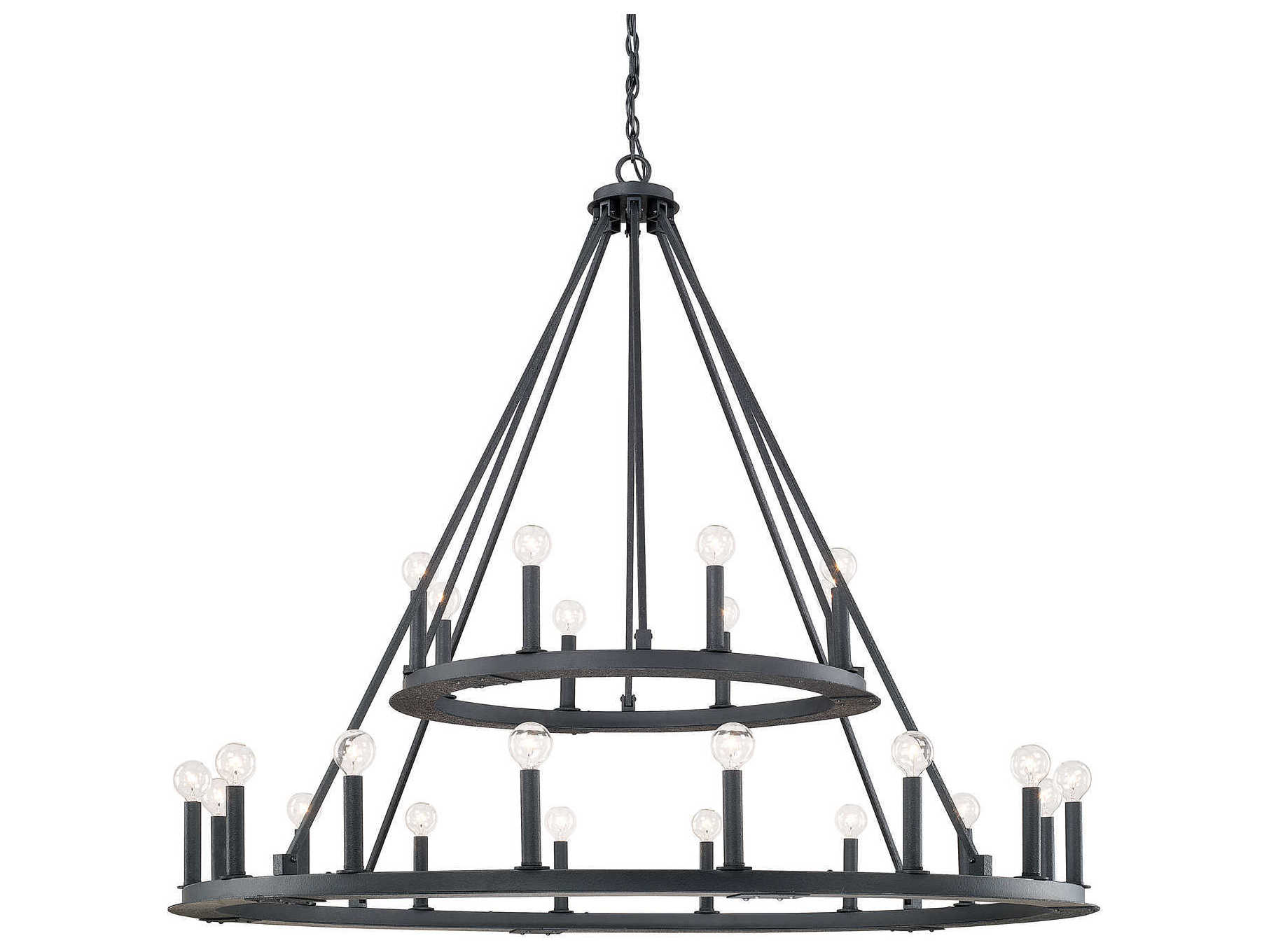 Capital Lighting Pearson 24-Light Black Iron Round Tiered Chandelier