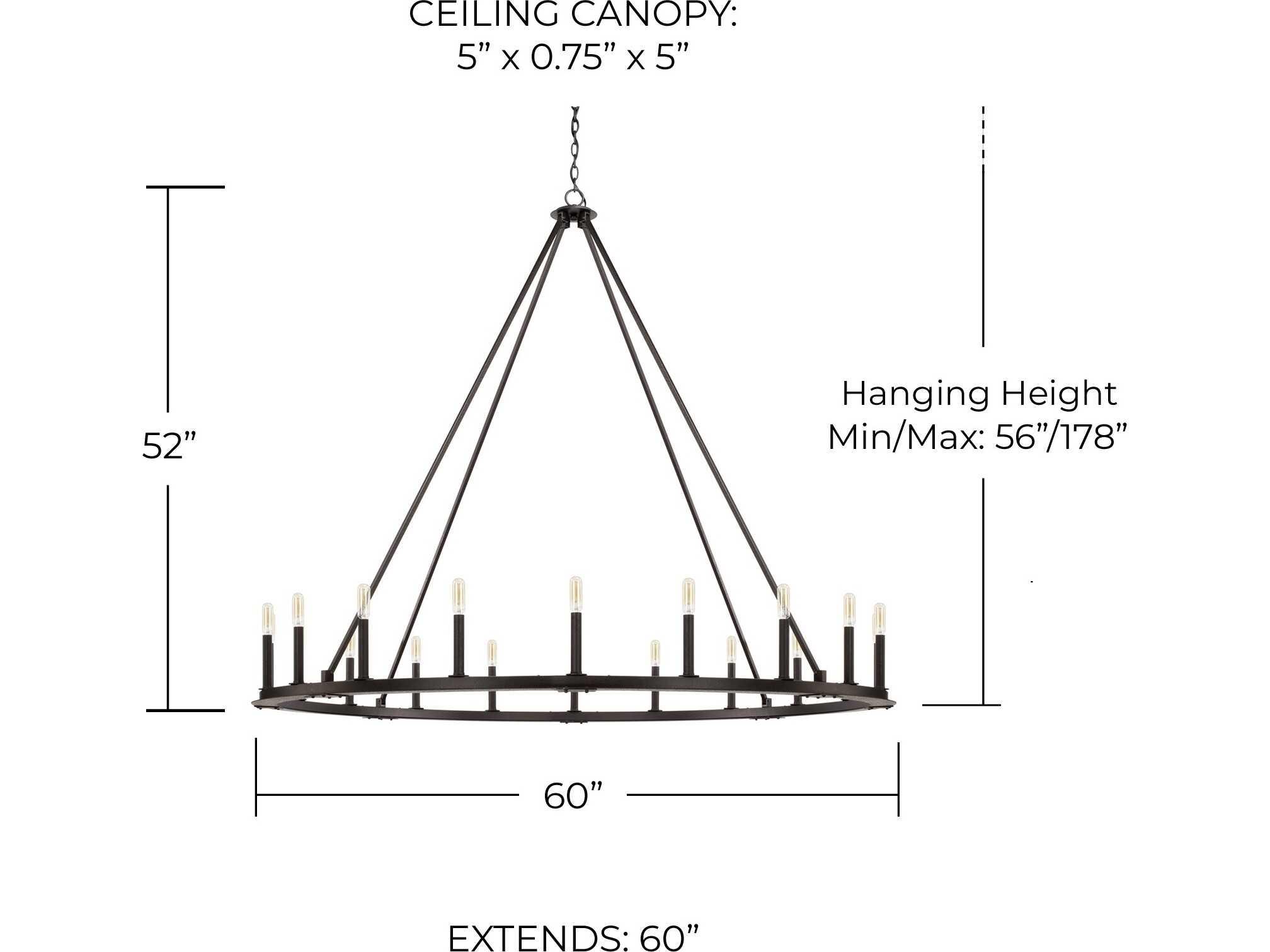 Capital Lighting Pearson 20-Light Black Iron Candelabra Round Chandelier