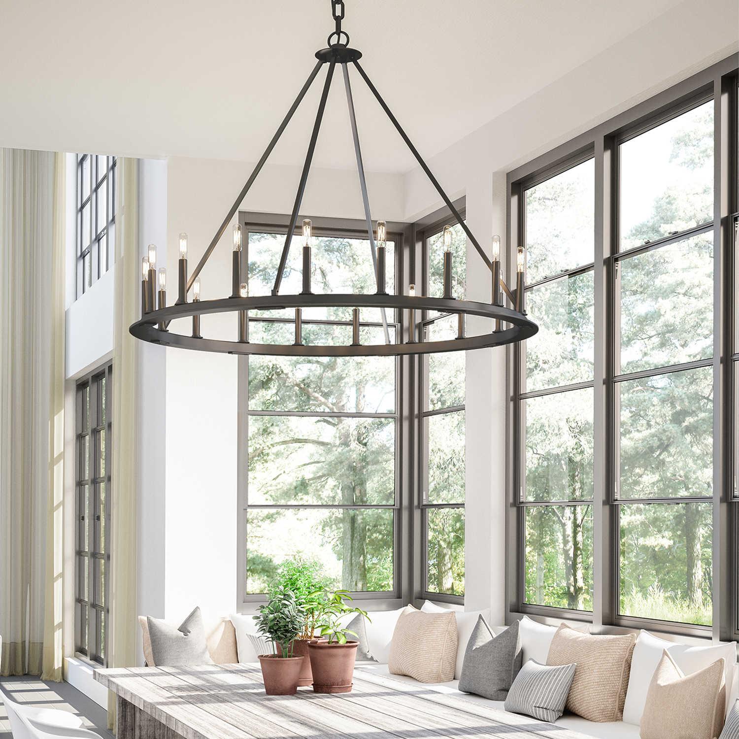 Capital Lighting Pearson 20-Light Black Iron Candelabra Round Chandelier