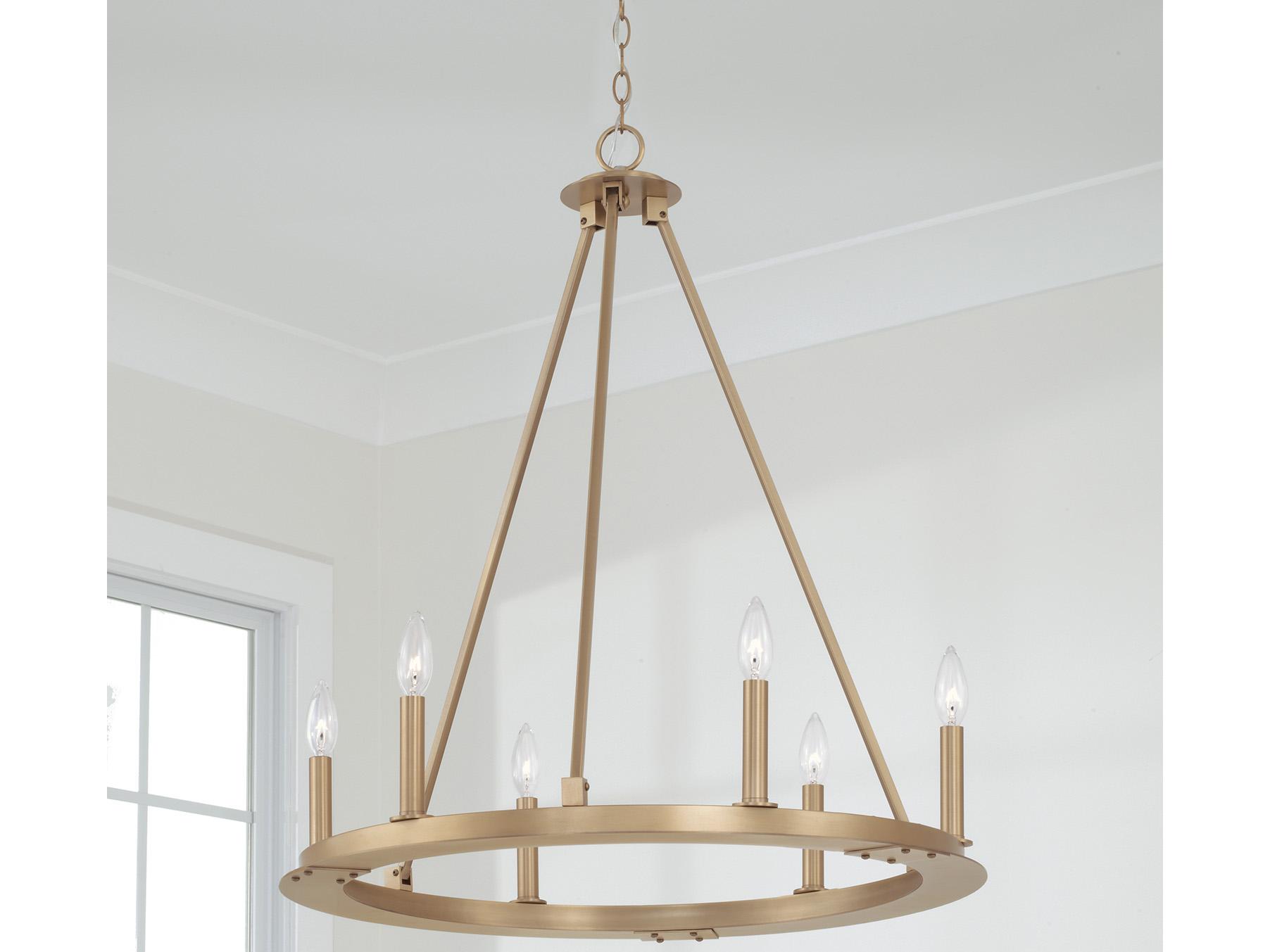 Capital Lighting Pearson 6-Light Aged Brass Candelabra Round Chandelier