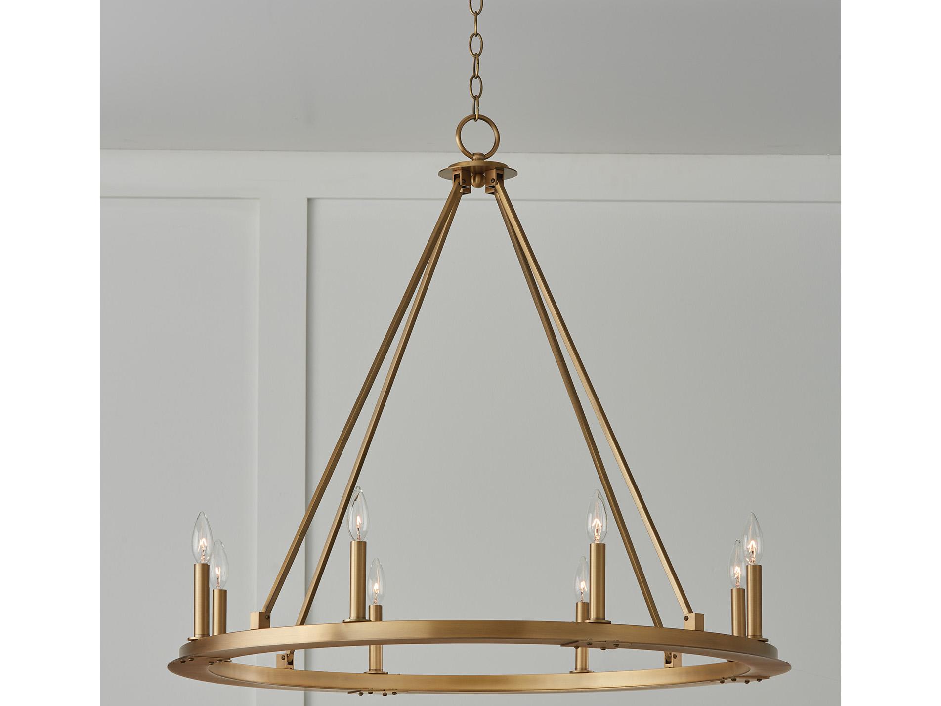 Capital Lighting Pearson 8-Light Aged Brass Candelabra Round Chandelier