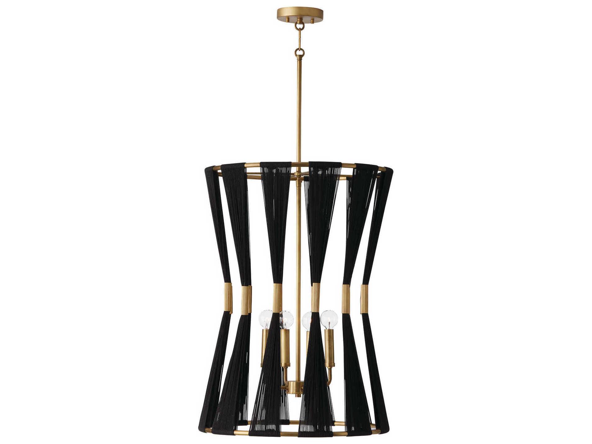 Capital Lighting Bianca 4-Light Black Rope Patinaed Brass Pendant