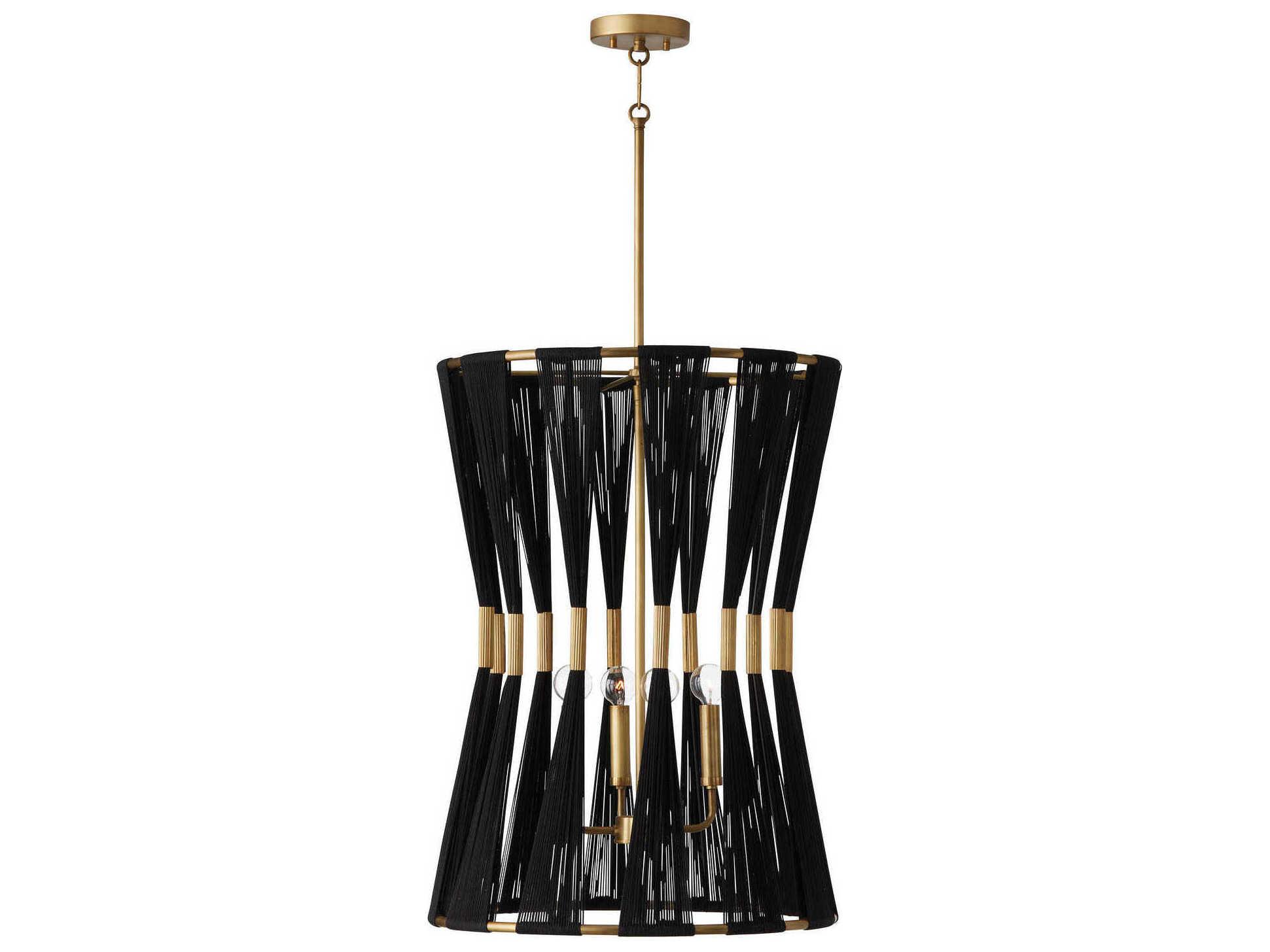 Capital Lighting Bianca 4-Light Black Rope Patinaed Brass Pendant