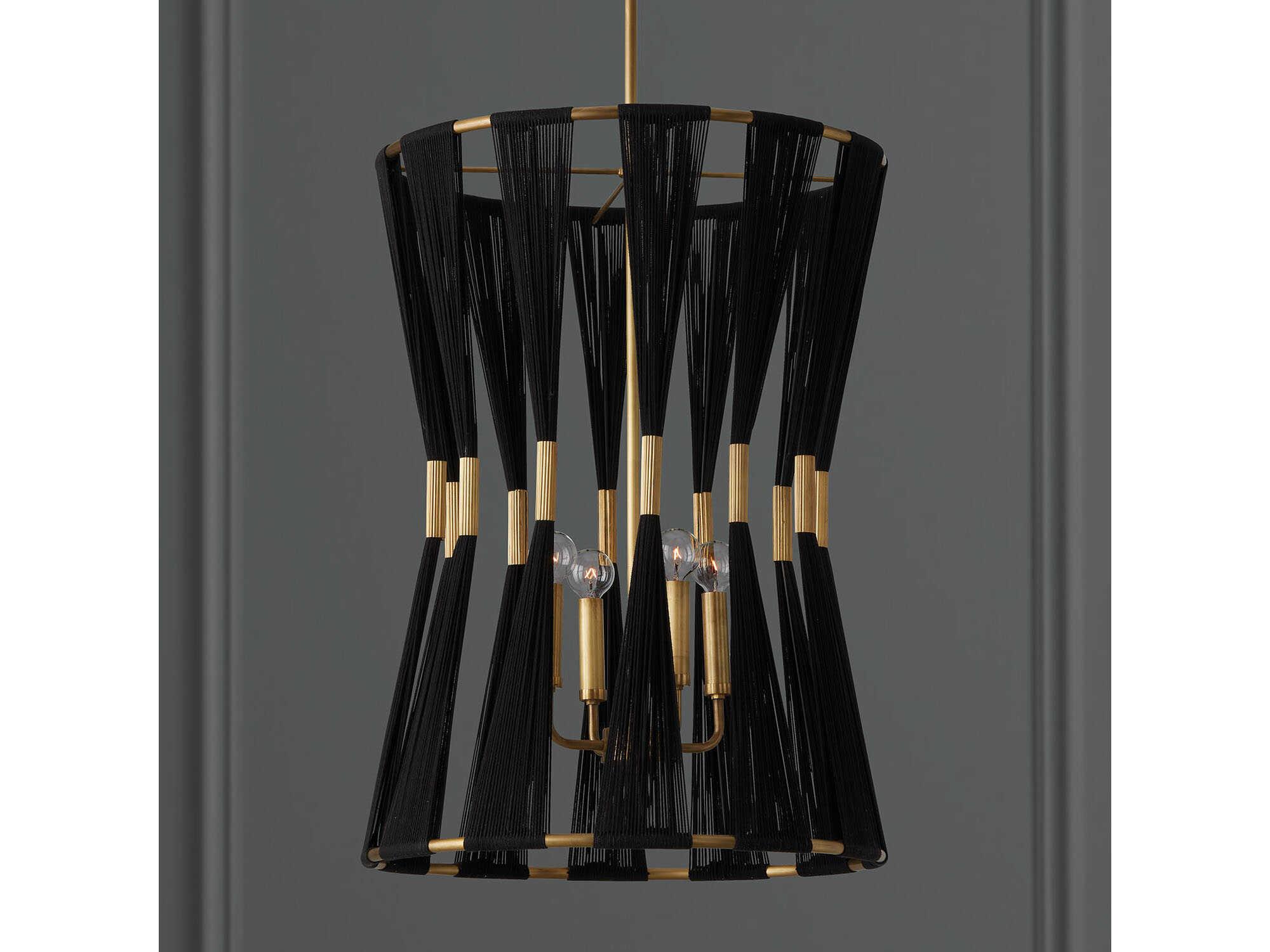 Capital Lighting Bianca 4-Light Black Rope Patinaed Brass Pendant