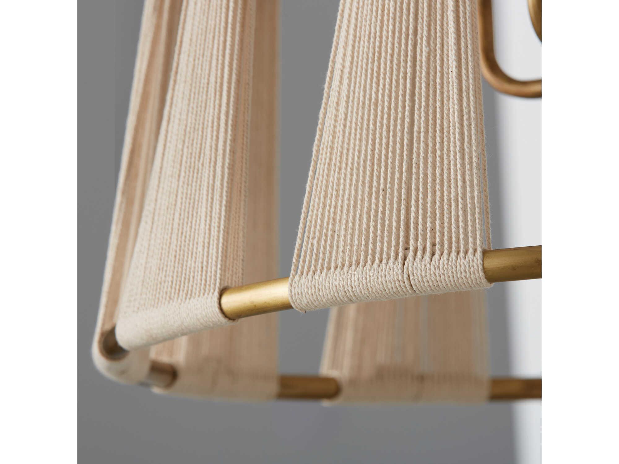 Capital Lighting Bianca 4-Light Bleached Natural Rope Patinaed Brass White Pendant