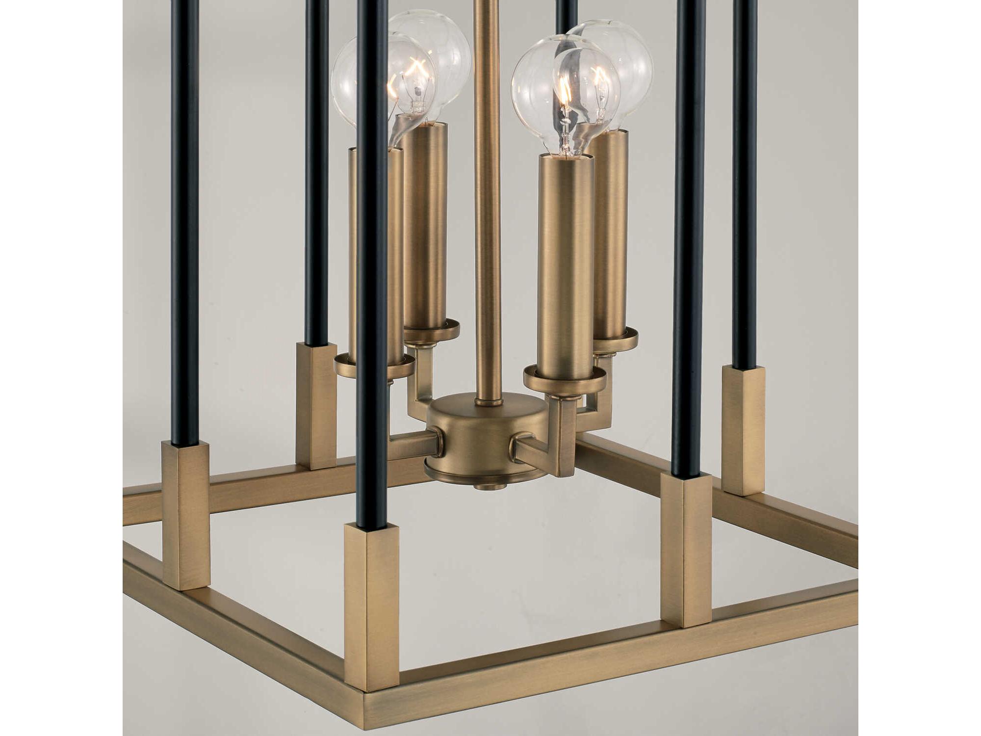 Capital Lighting Bleeker 4-Light Aged Brass And Black Candelabra Chandelier