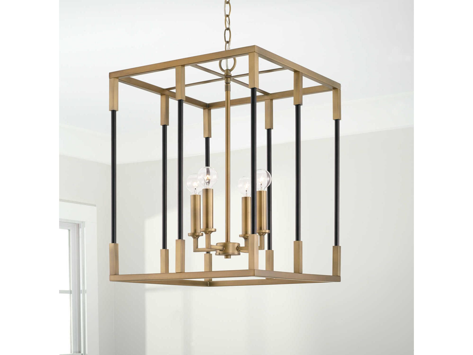 Capital Lighting Bleeker 4-Light Aged Brass And Black Candelabra Chandelier