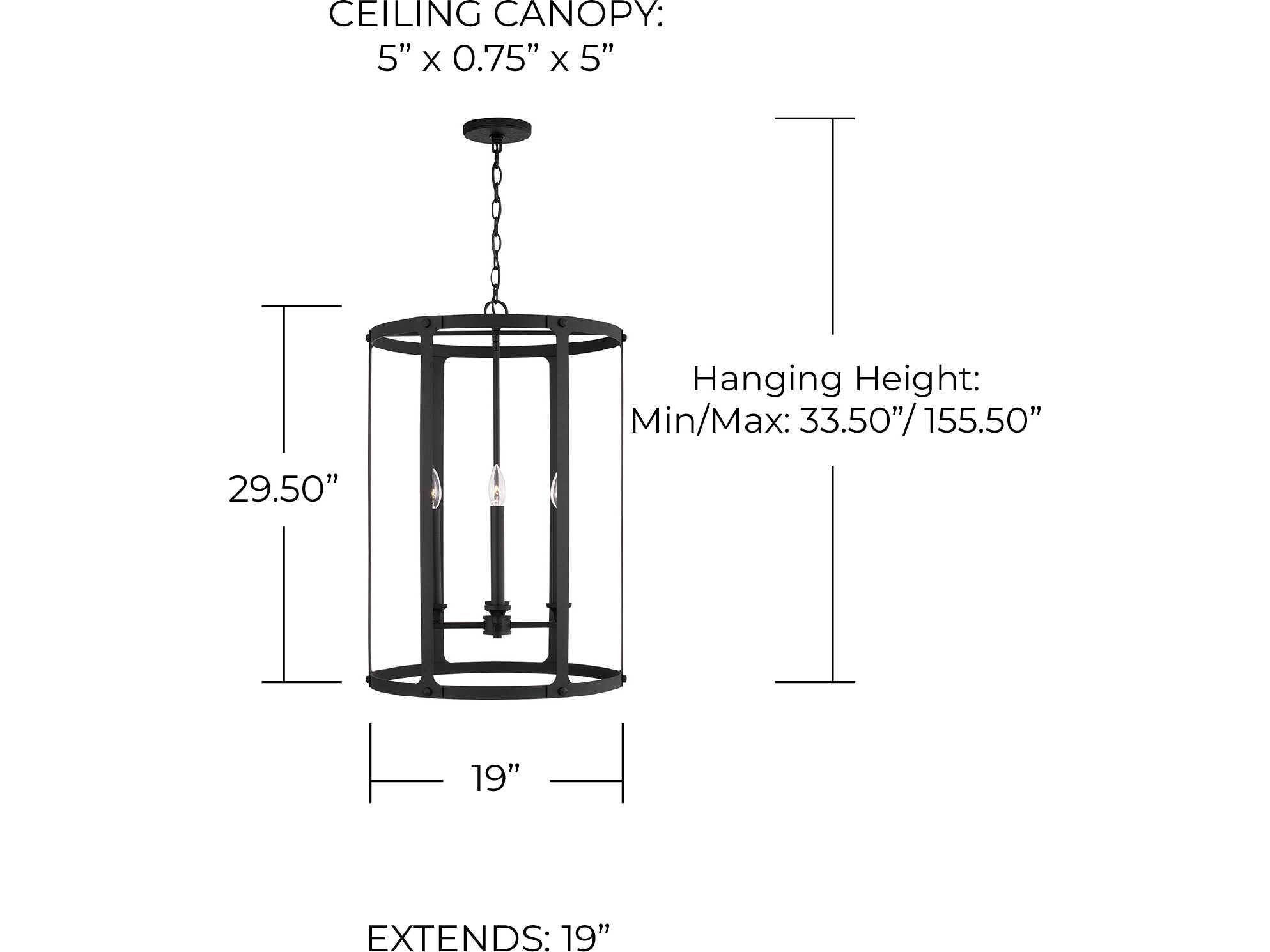 Capital Lighting Brennen 4-Light Black Iron Candelabra Cylinder Chandelier