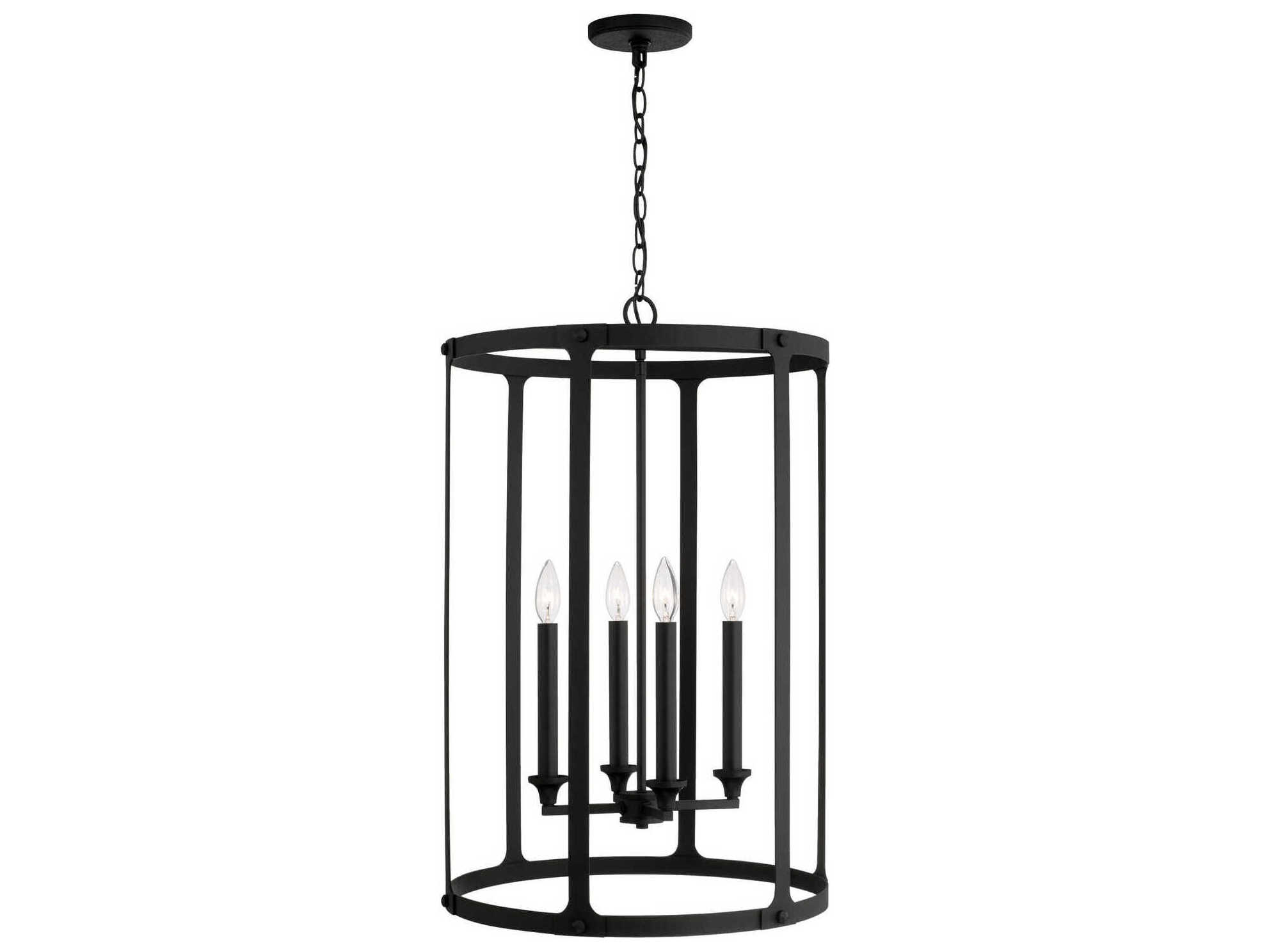 Capital Lighting Brennen 4-Light Black Iron Candelabra Cylinder Chandelier