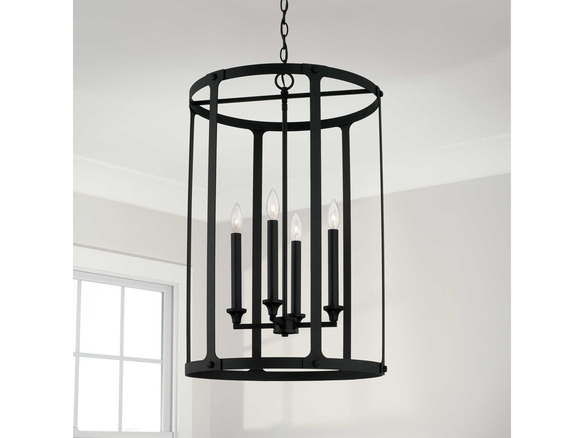 Capital Lighting Brennen 4-Light Black Iron Candelabra Cylinder Chandelier