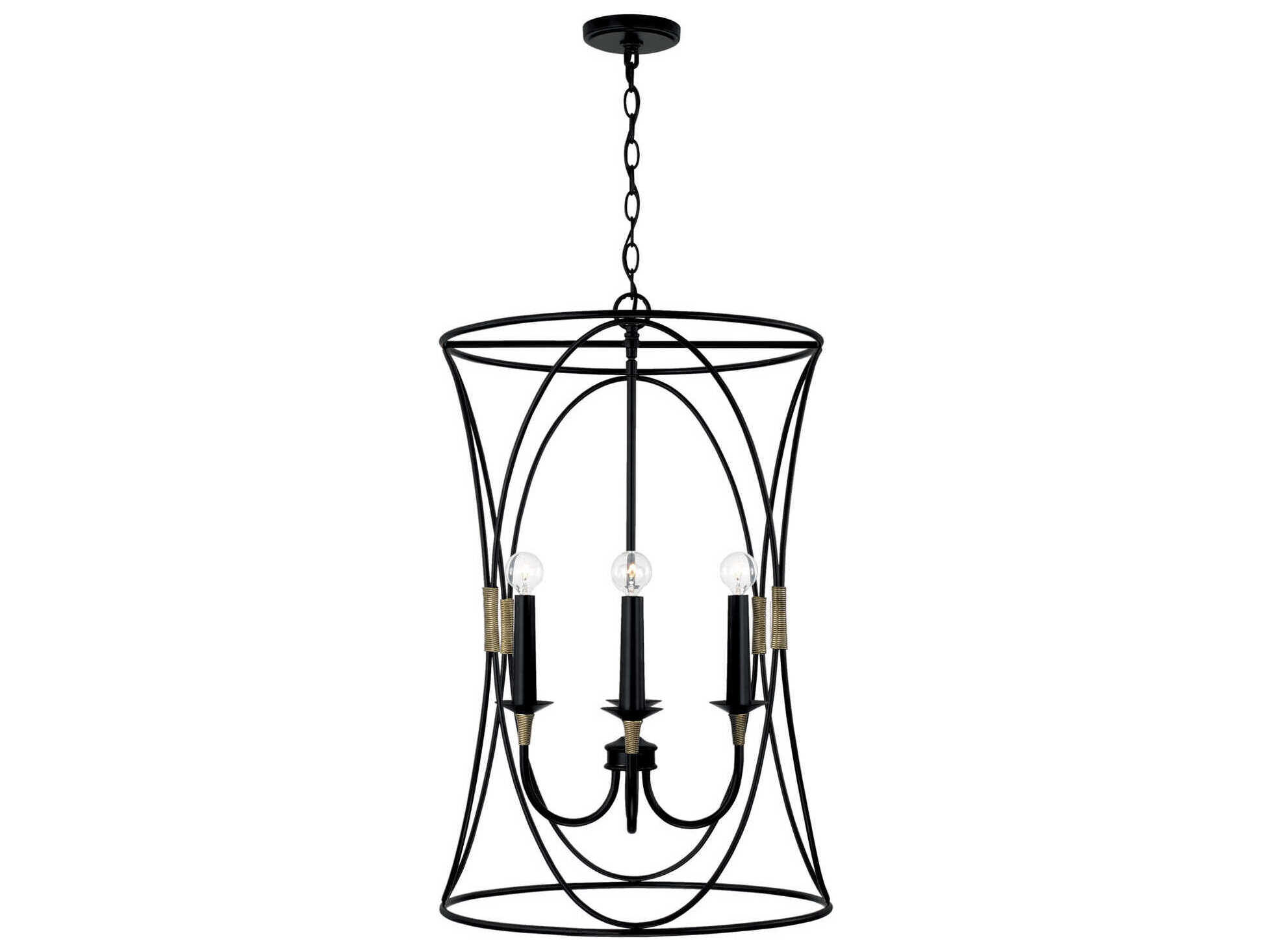 Capital Lighting Amara 4-Light Matte Black With Brass Candelabra Chandelier
