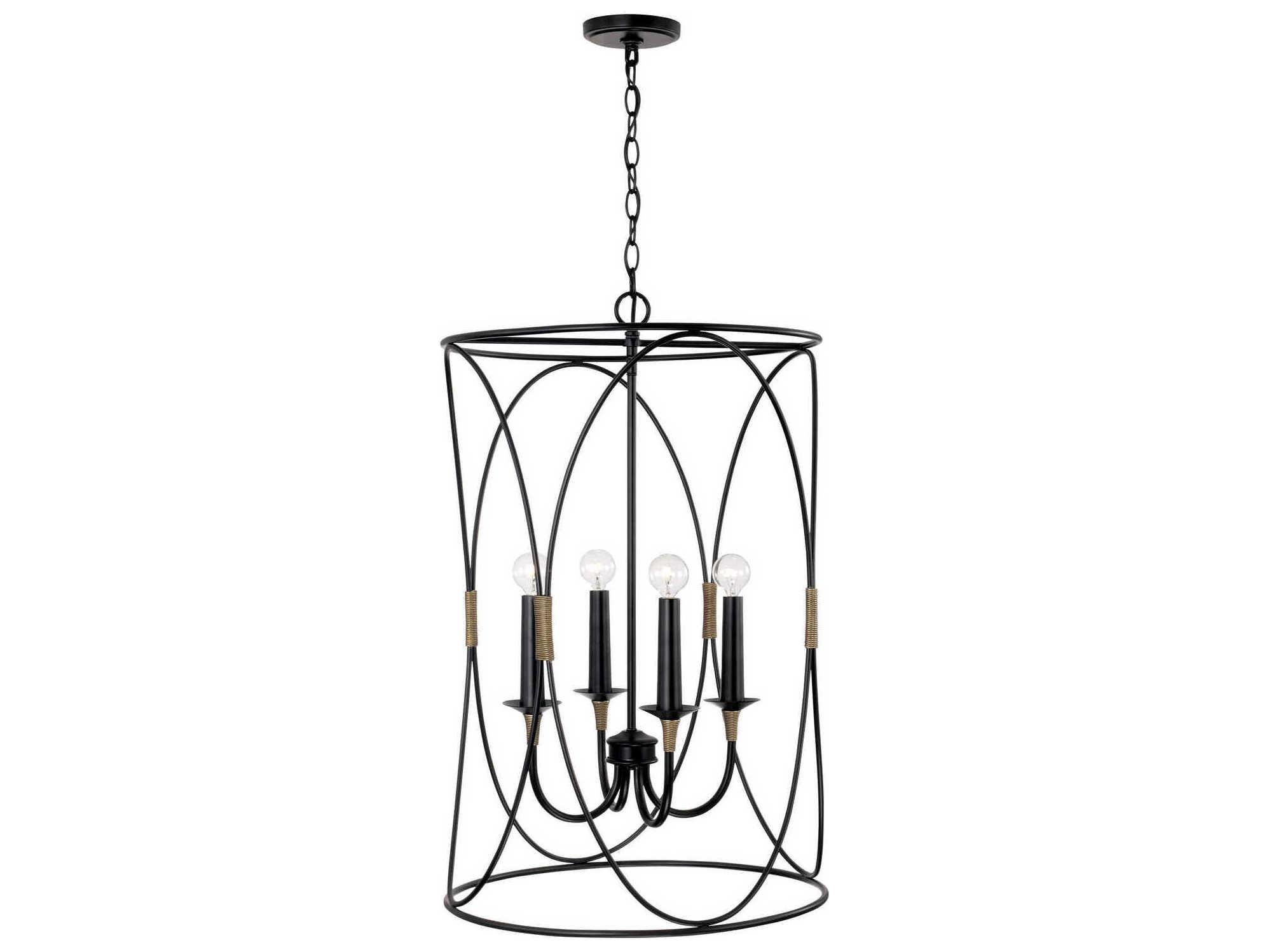 Capital Lighting Amara 4-Light Matte Black With Brass Candelabra Chandelier