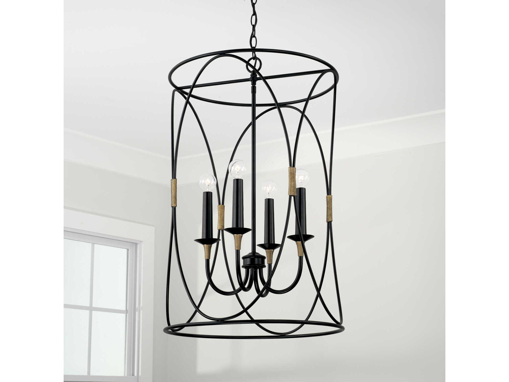Capital Lighting Amara 4-Light Matte Black With Brass Candelabra Chandelier