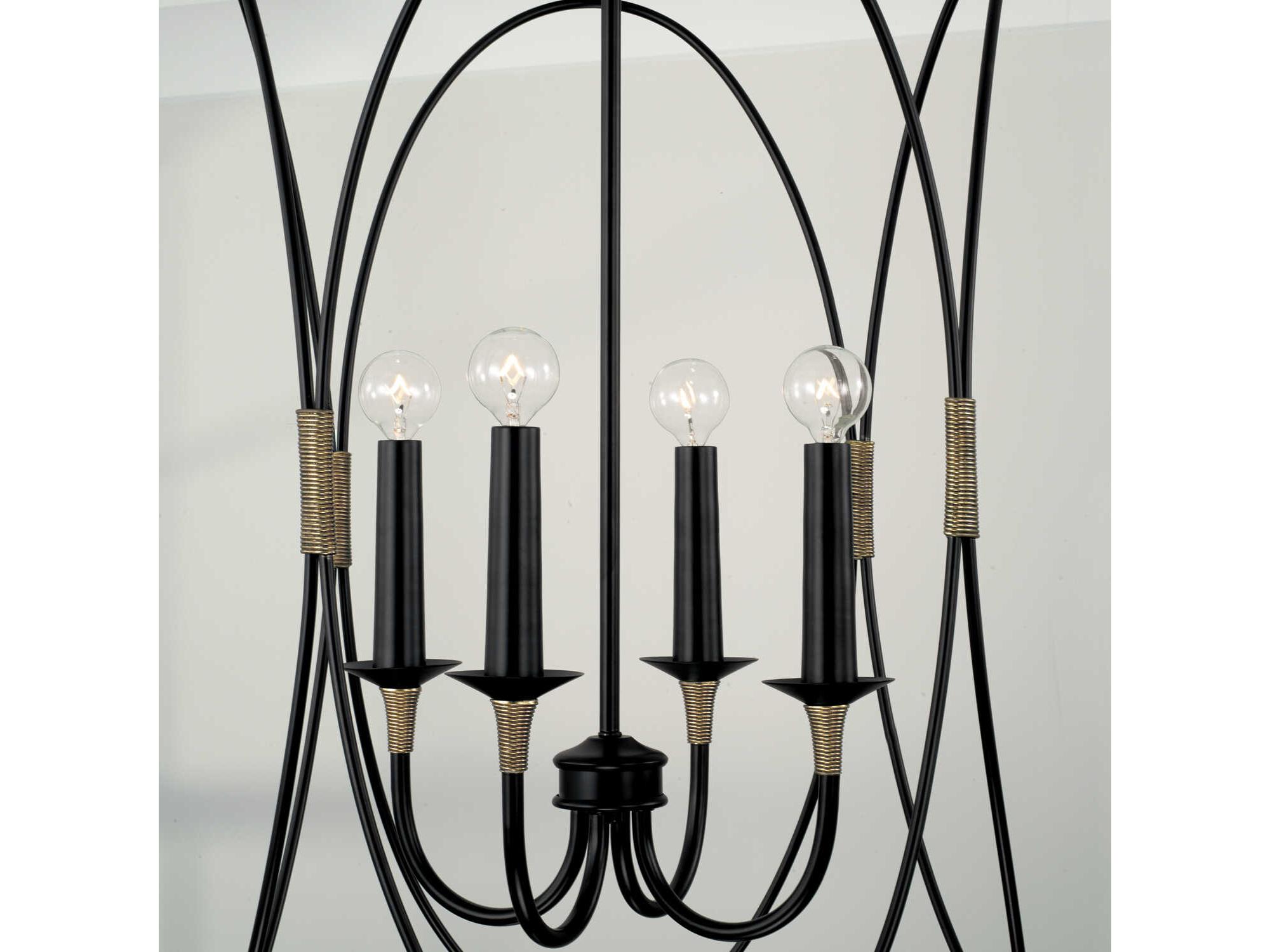 Capital Lighting Amara 4-Light Matte Black With Brass Candelabra Chandelier