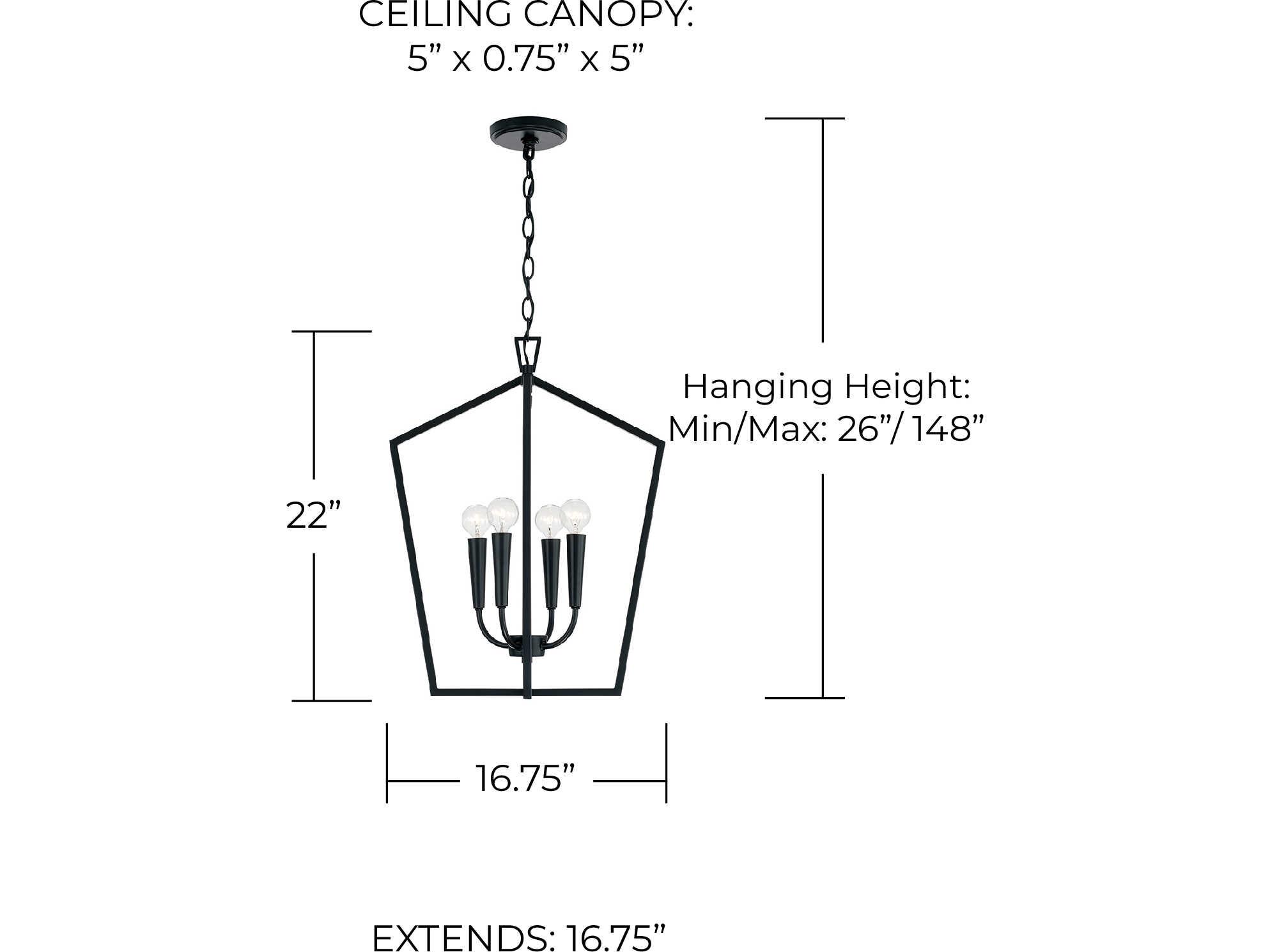 Capital Lighting Holden 4-Light Matte Black Chandelier