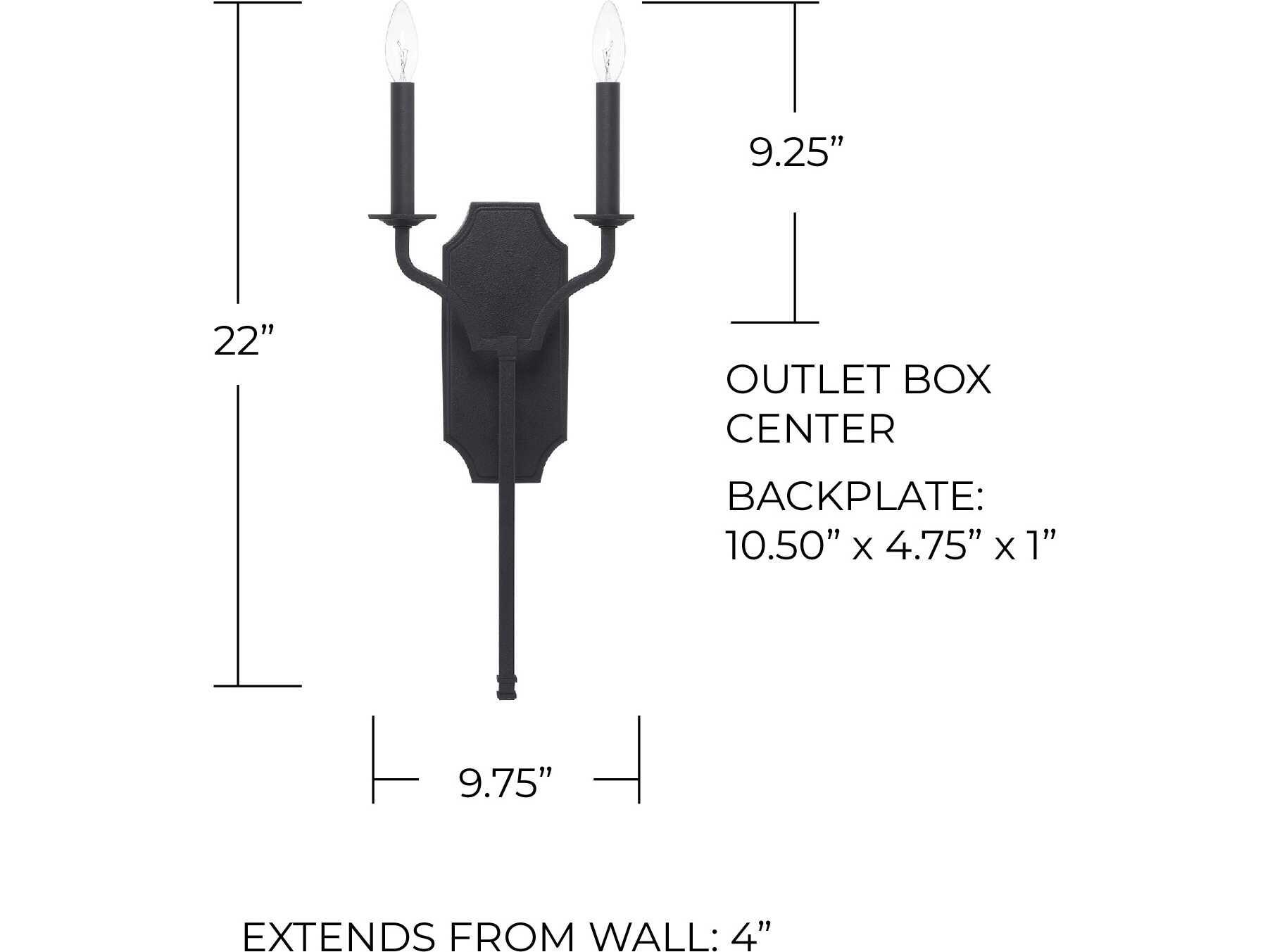 Capital Lighting Ravenwood 2-Light Black Iron Wall Sconce
