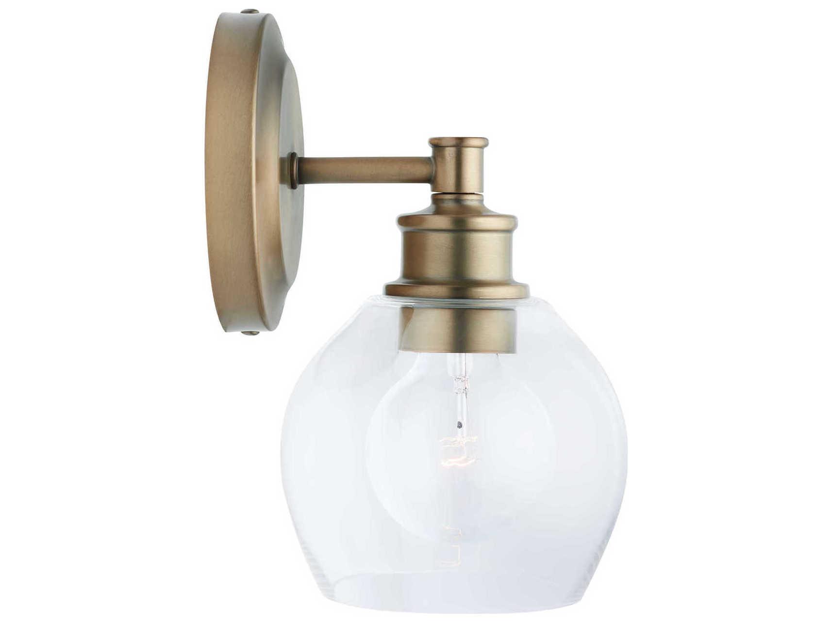 Capital Lighting Mid Century 1-Light Aged Brass Glass Wall Sconce
